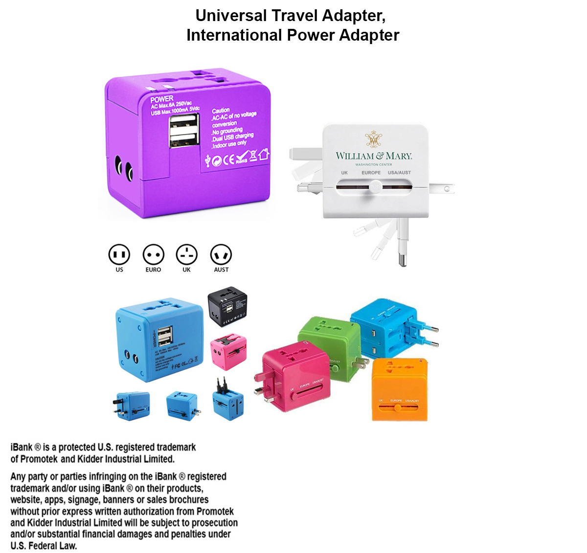 iBank ® Universal Travel Adapter, International Power Adapter 1