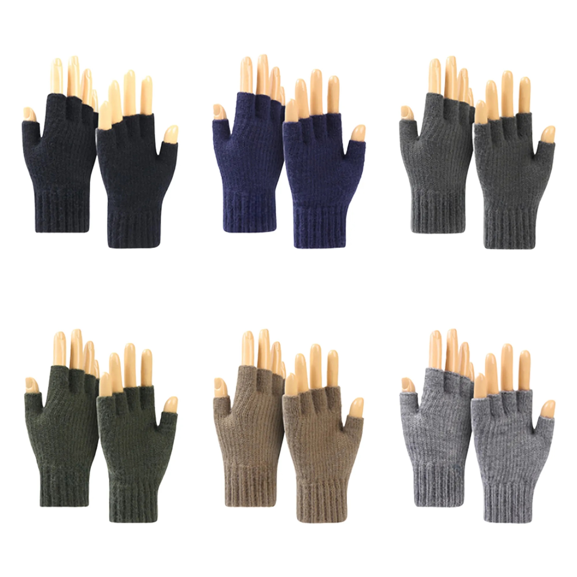 Winter Half Finger Knitted Gloves 2
