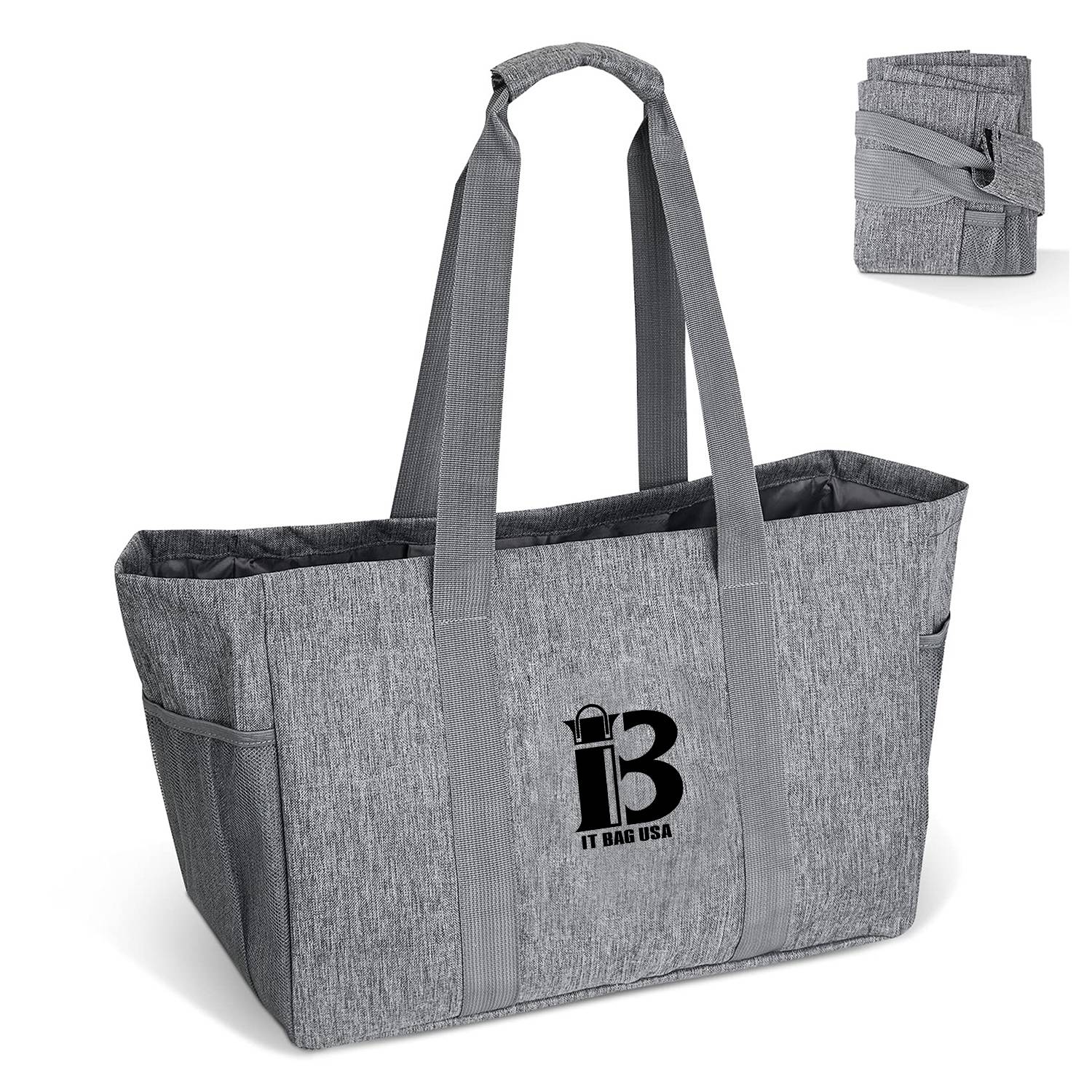 Oxford Foldable Reusable Storage Tote Bag, custom tote bag with logo imprint 4