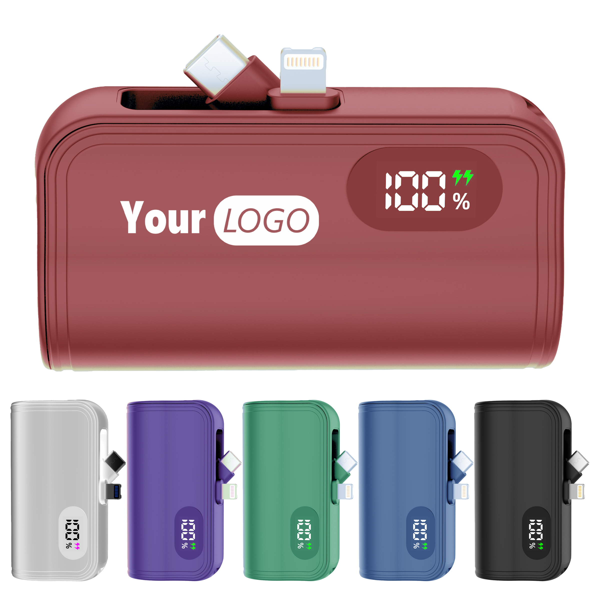 Abs Multifunctional Power Bank With Led Display And Built-In Cables 1