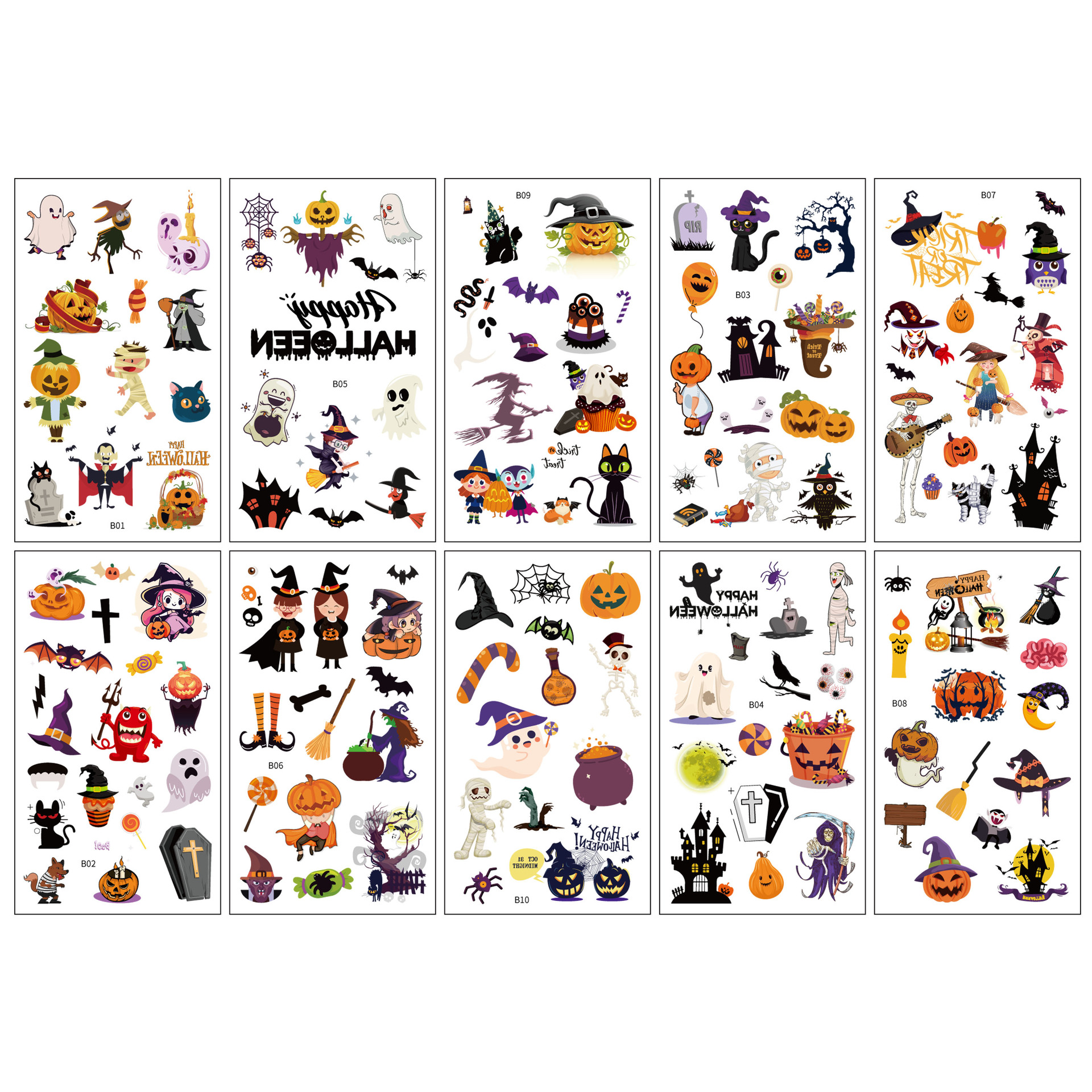 Halloween Temporary Tattoo Set (10 Sheets) 5