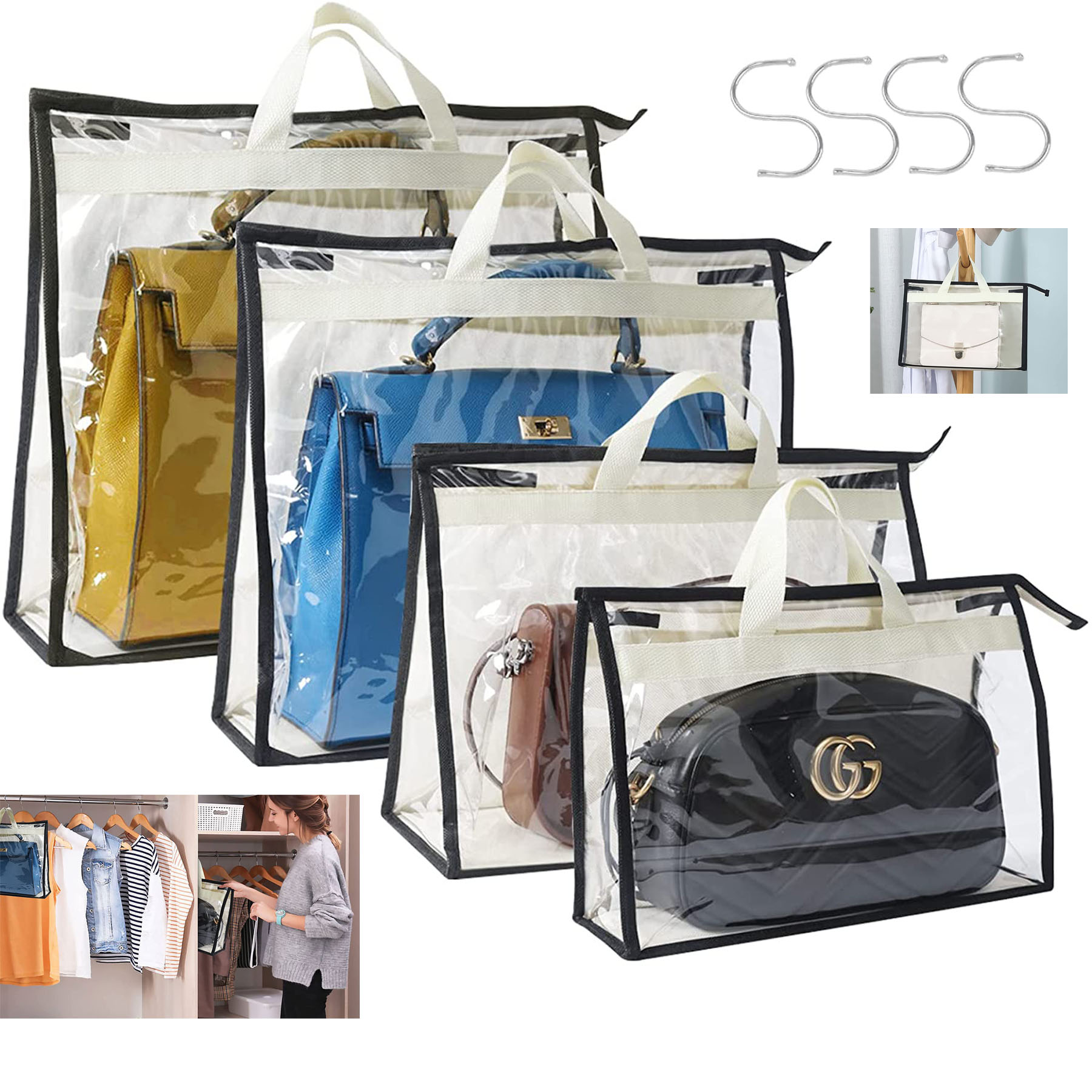 12.6 x 4.1 x 9 Inches Clear Handbag Storage Dust Bags 2