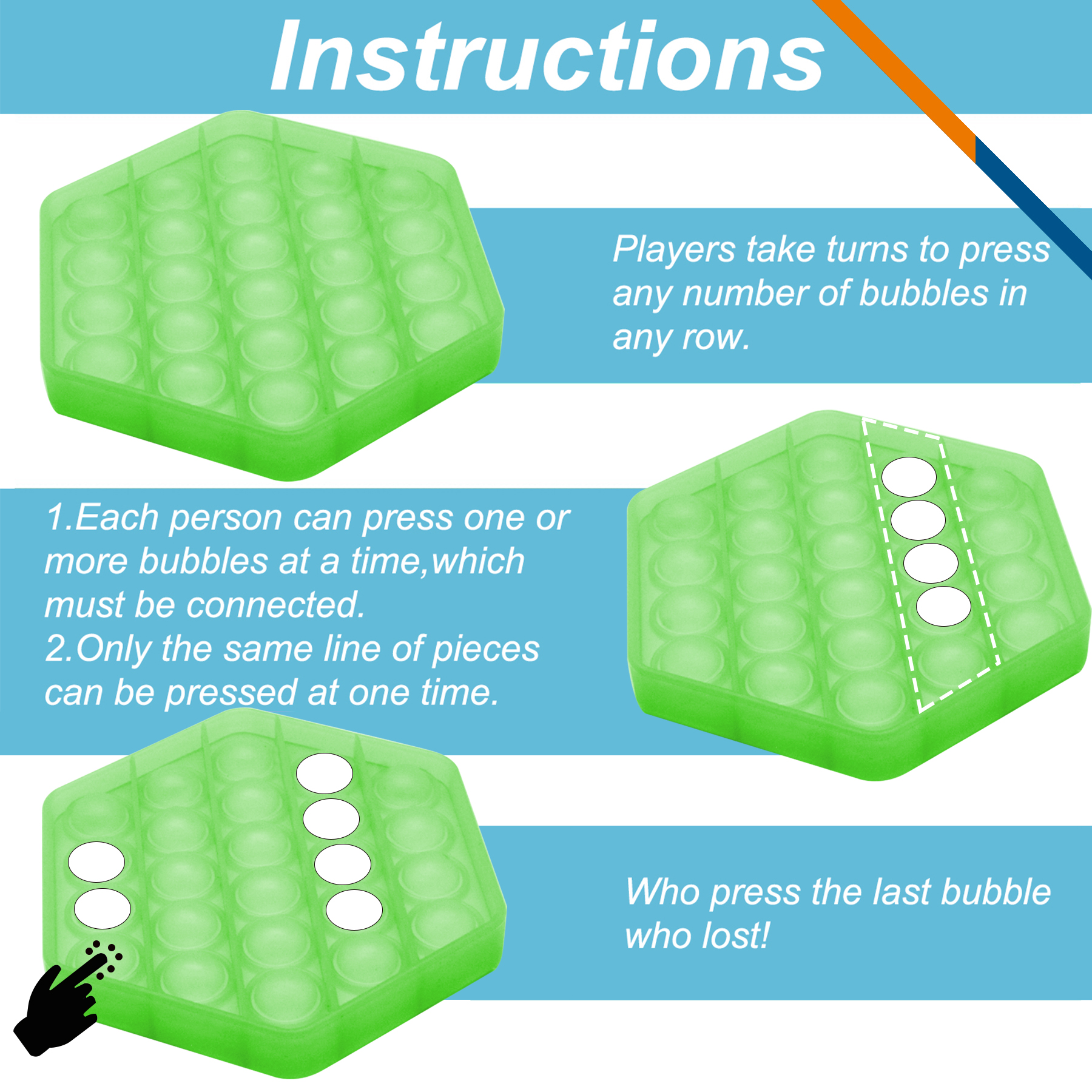 Luminous Hexagon Push Pop Bubble 1