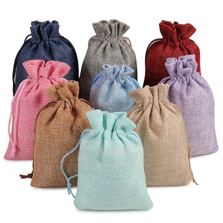 Custom Drawstring Linen Bag Jute Pouch 11