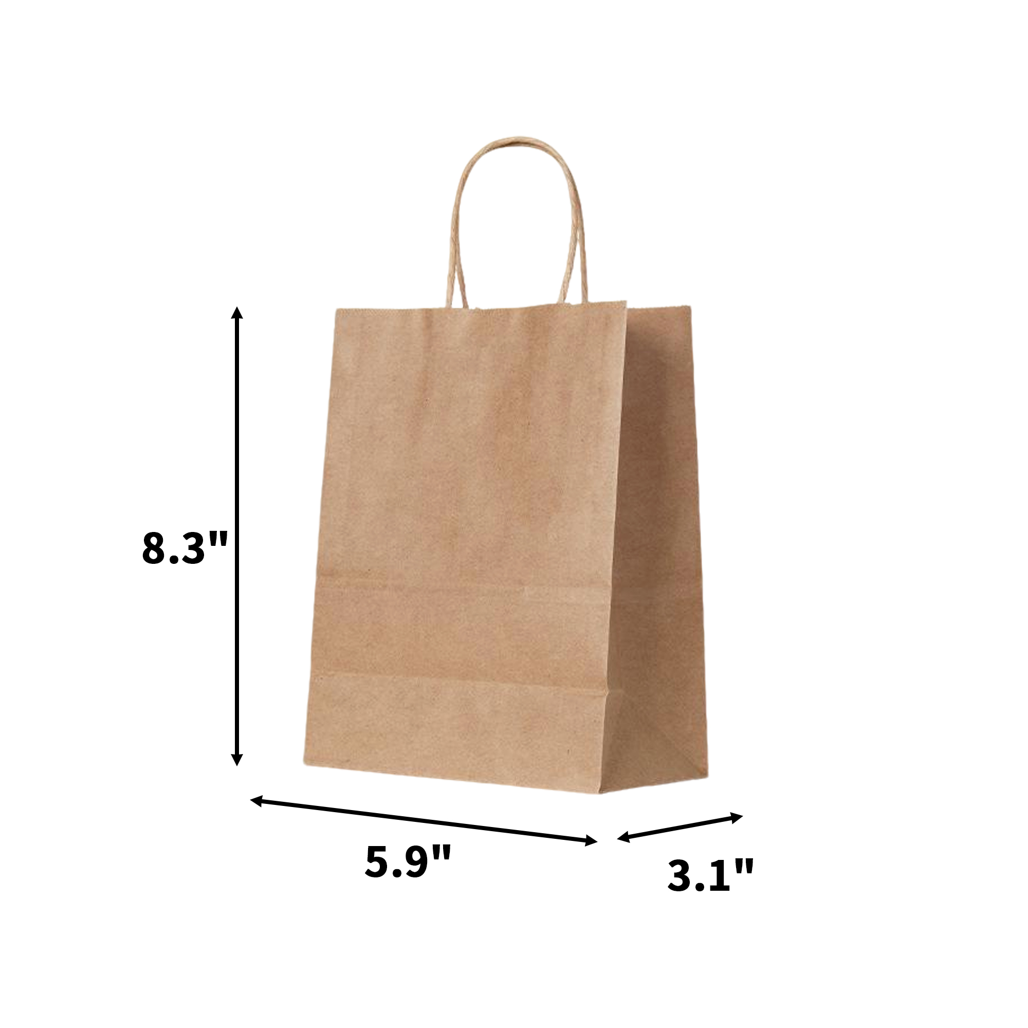 Kraft Paper Retail Tote 5.9" By 3.1" By 8.3" 3