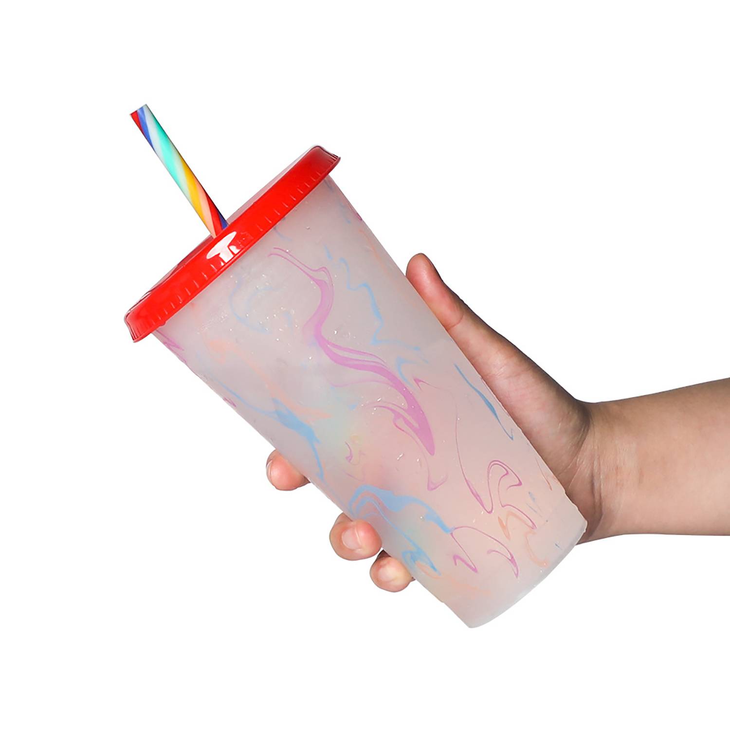 25Oz Color Changing Straw Cup for Iced Coffee & Cold Drinks 6