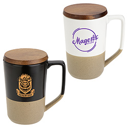 Bellaria 15 oz Ceramic Mug with Wood Lid 23