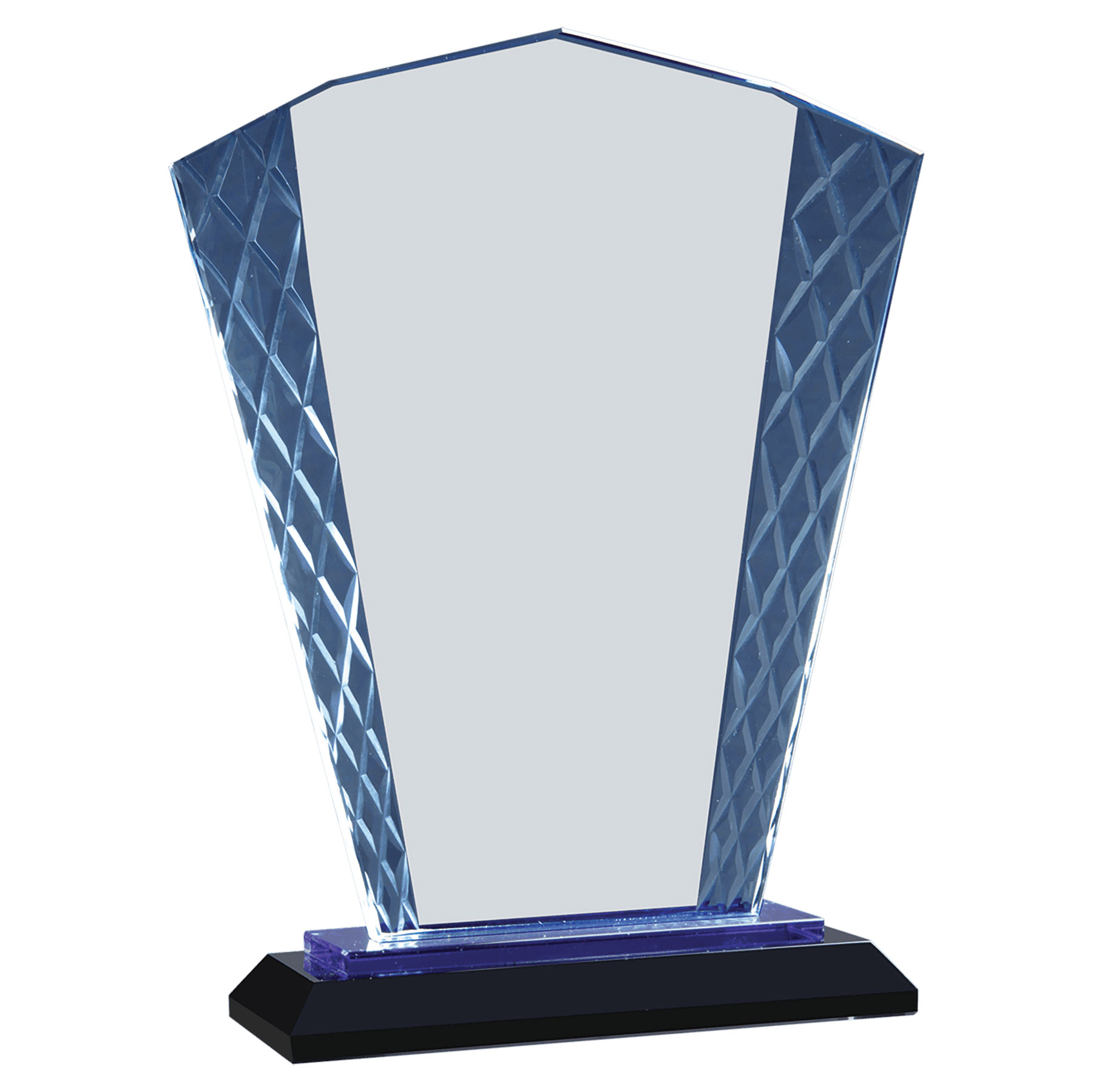 8" Blue Fan Accent Glass on Black Base 2