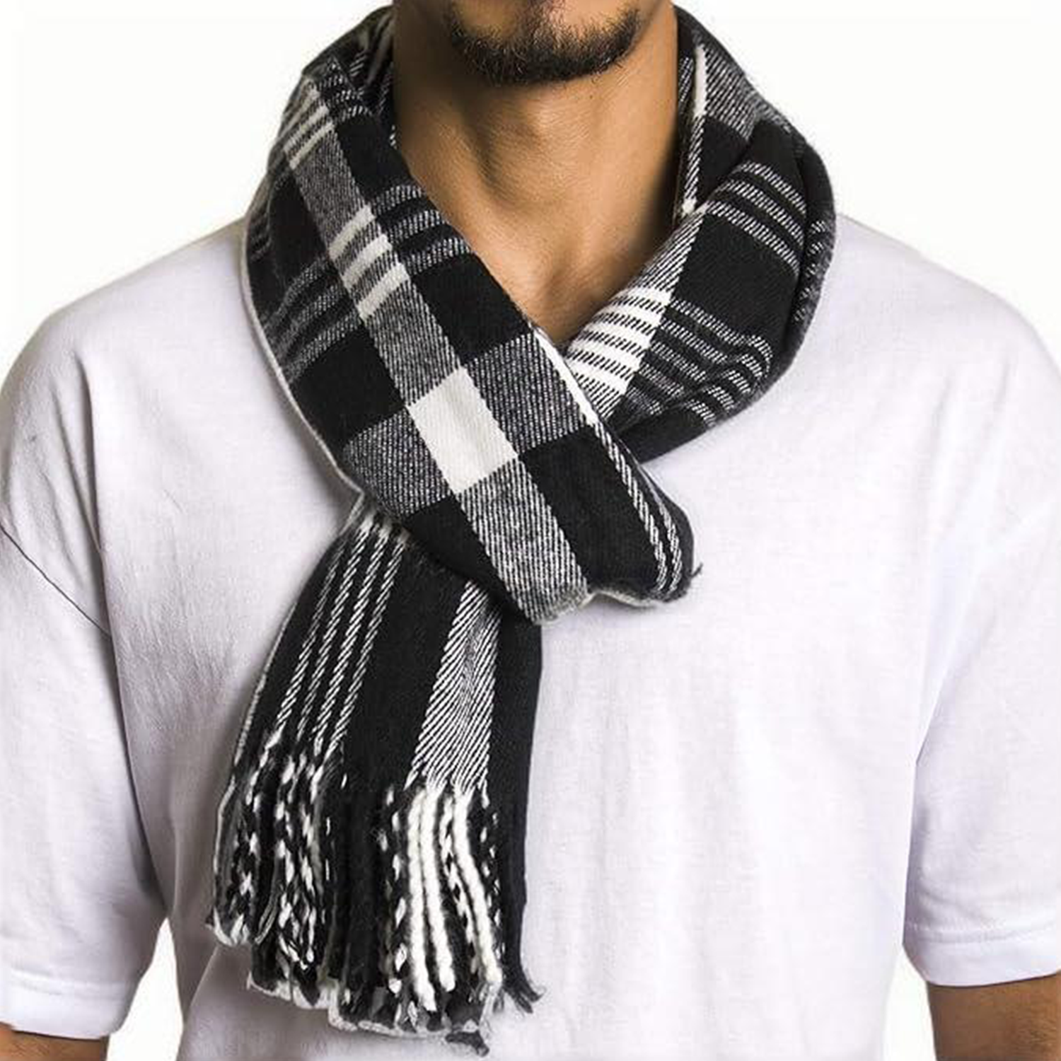 Fashionable British-Style Plaid Men's Cashmere-Like Scarf 3
