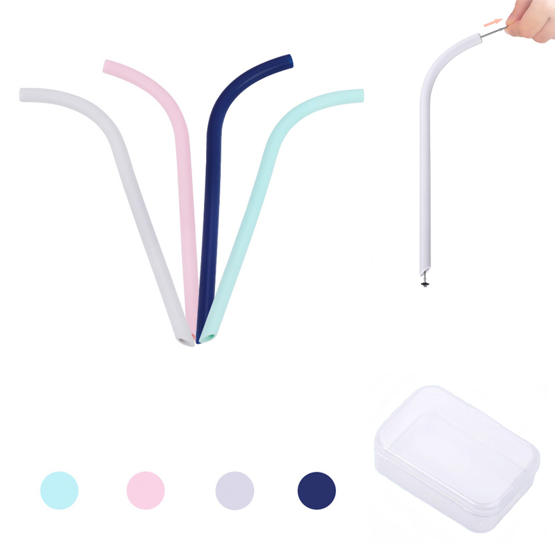 Foldable Silicone Straw with Cleaning Brush 2
