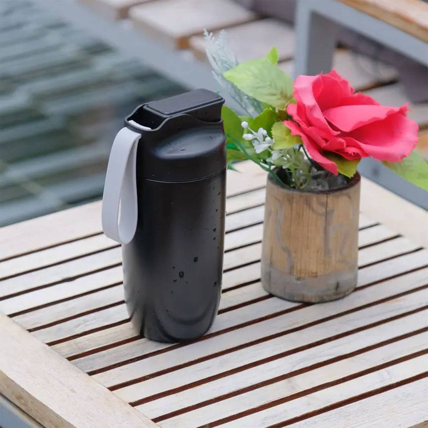 16.1oz stainless steel shaker bottle with sling 5