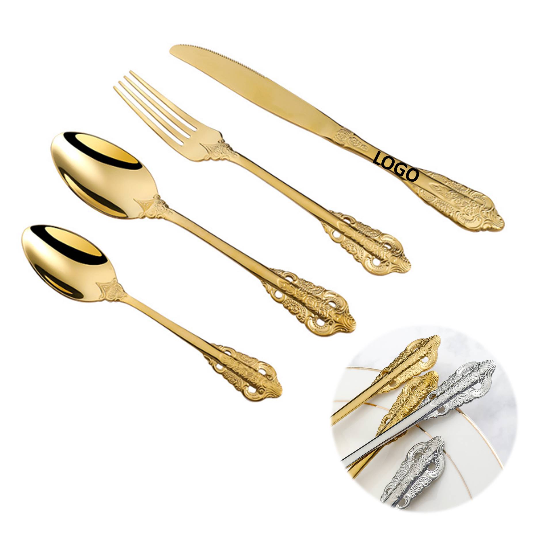 4 Pieces Spoon Knife Fork Cutlery Set 4