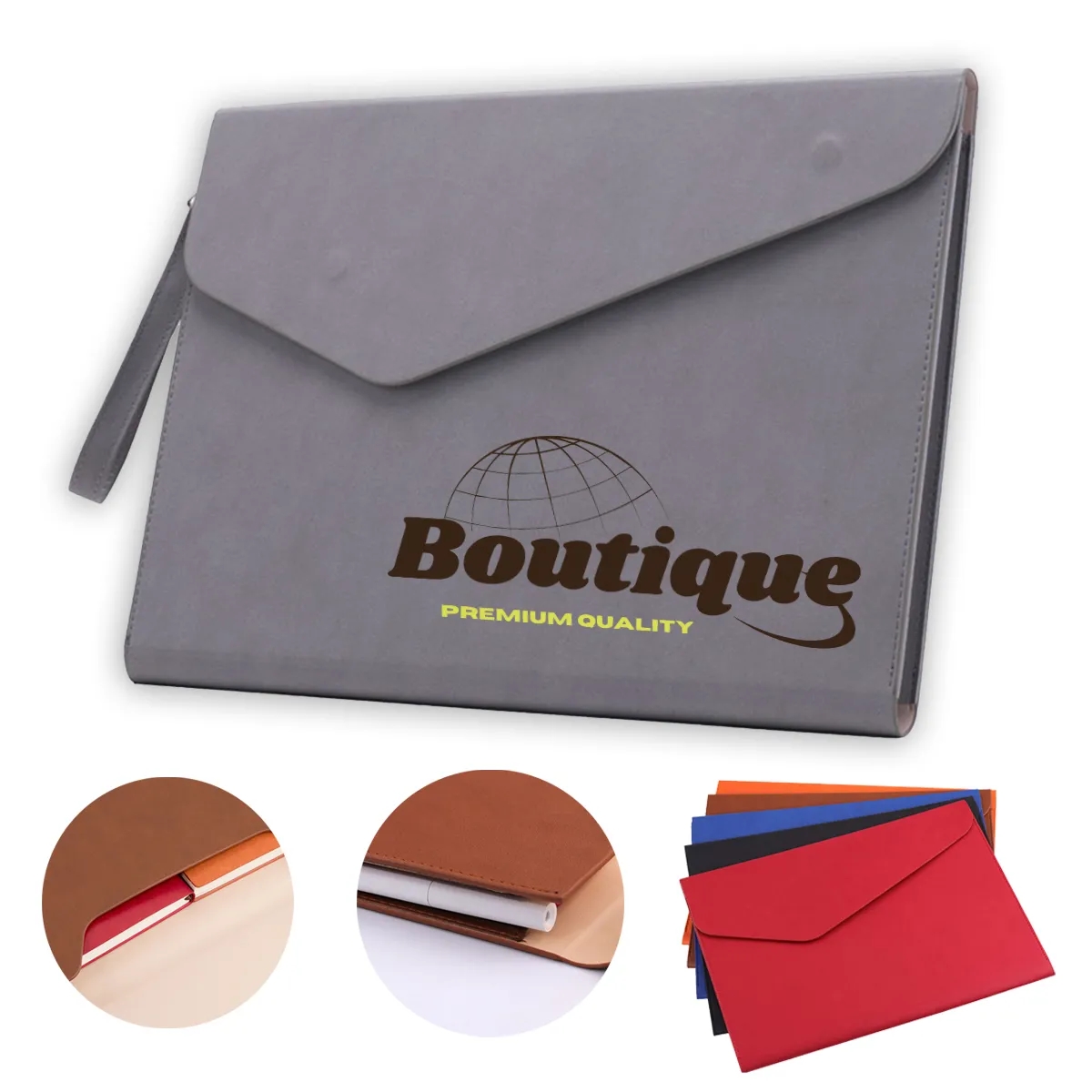 PU Leather A4 File Document Folder Portfolio with lanyard 2