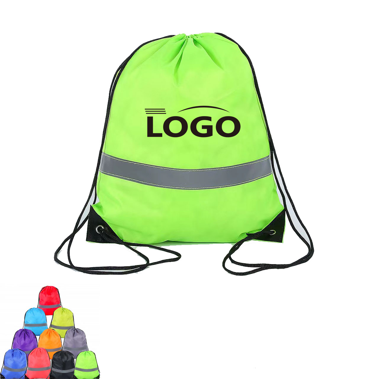 Reflective Polyester Drawstring Bag 1