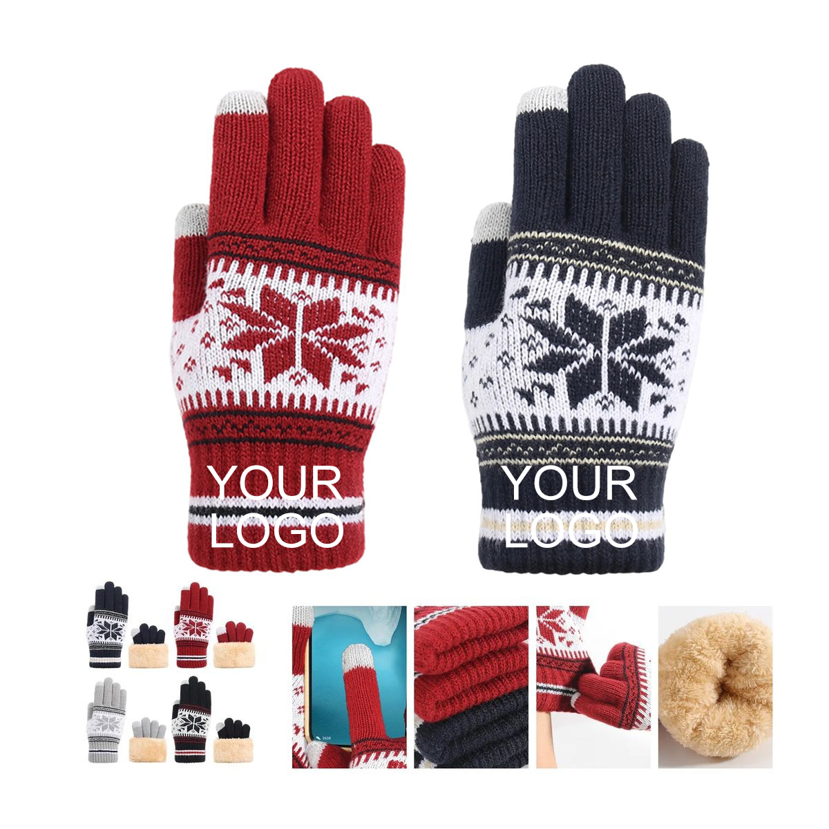 9.85-inch Touchscreen Gloves with Conductive Tips for Phones, Customizable 4