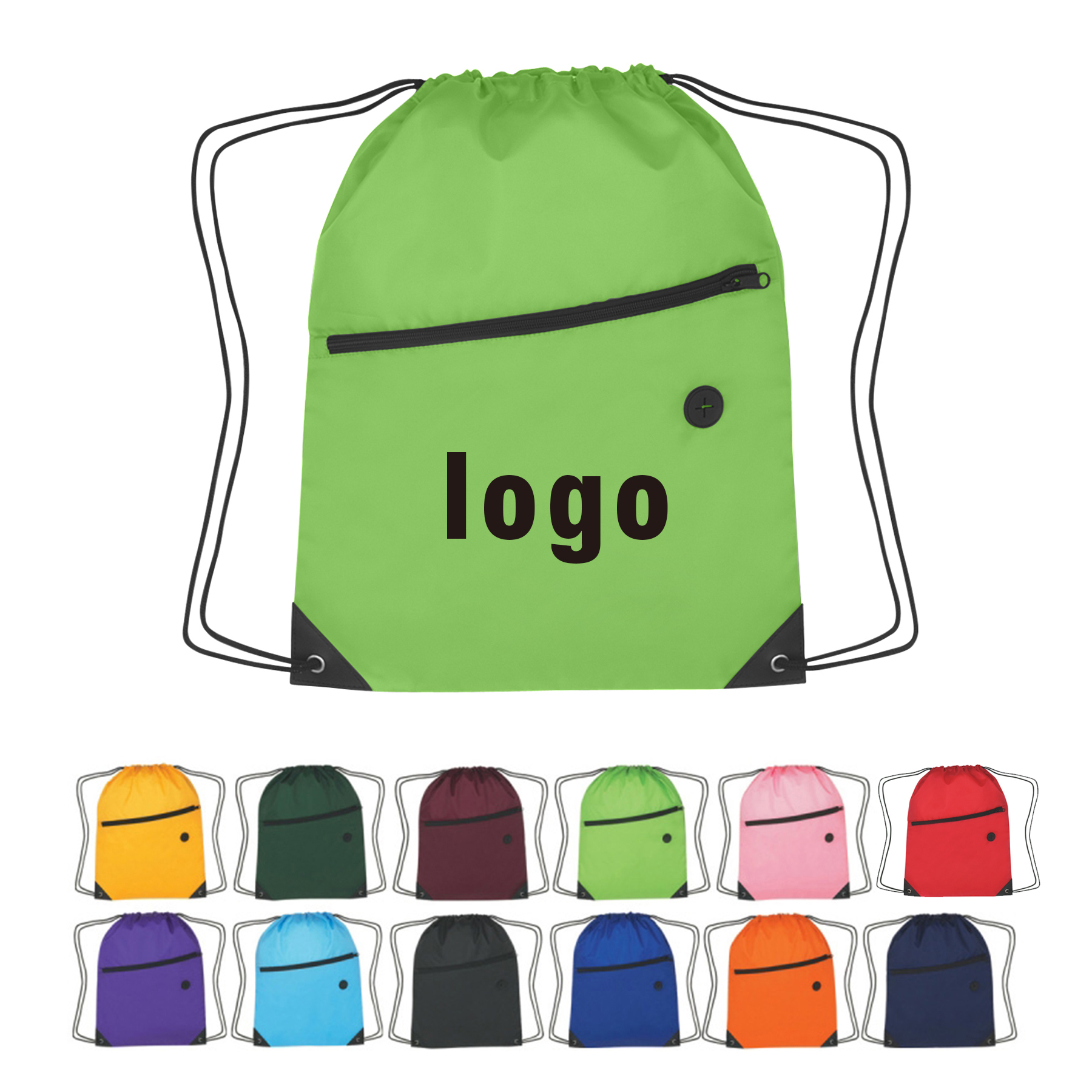 Drawstring Bag with Front Zipper 2