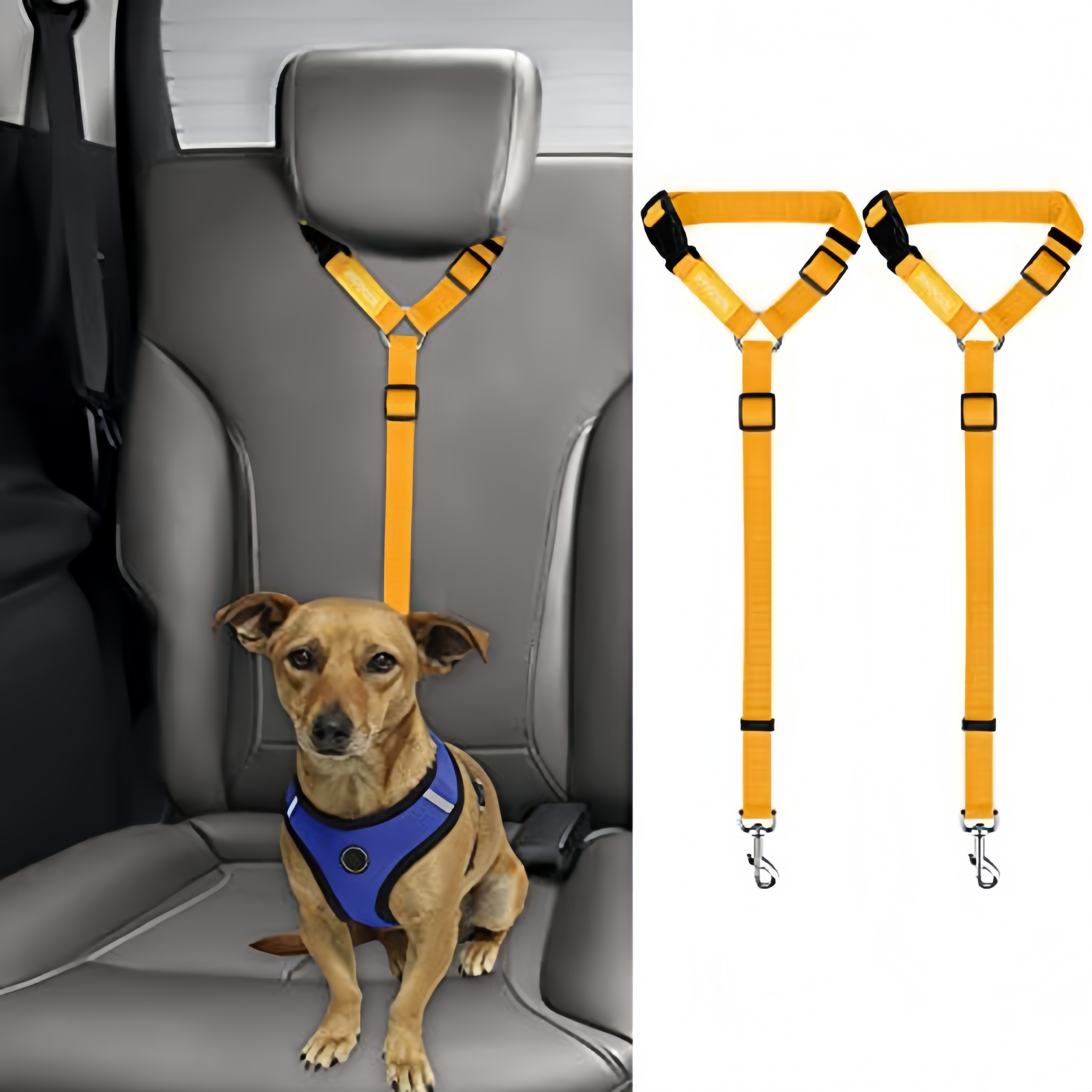 2 Packs Adjustable Dog Cat Safety Seat Belt In Car 2