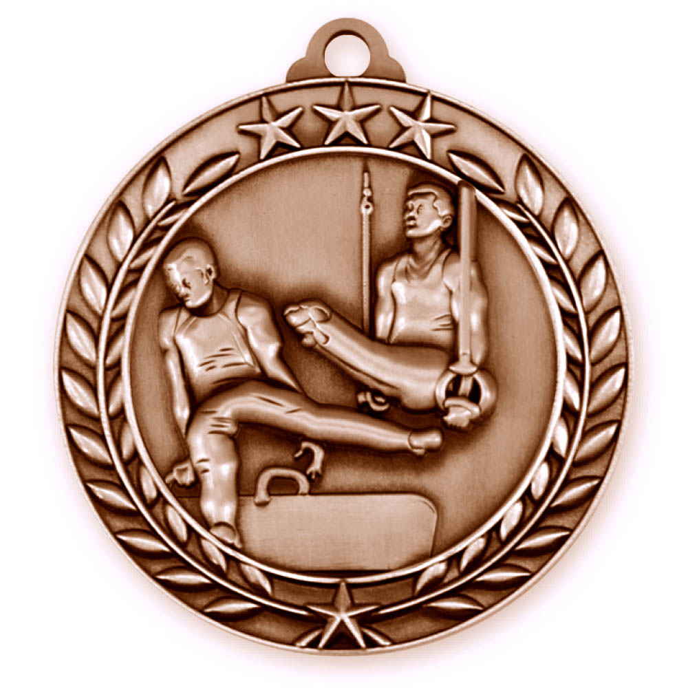 Male Gymnastics Wreath Award Medallion (2-3/4") 2