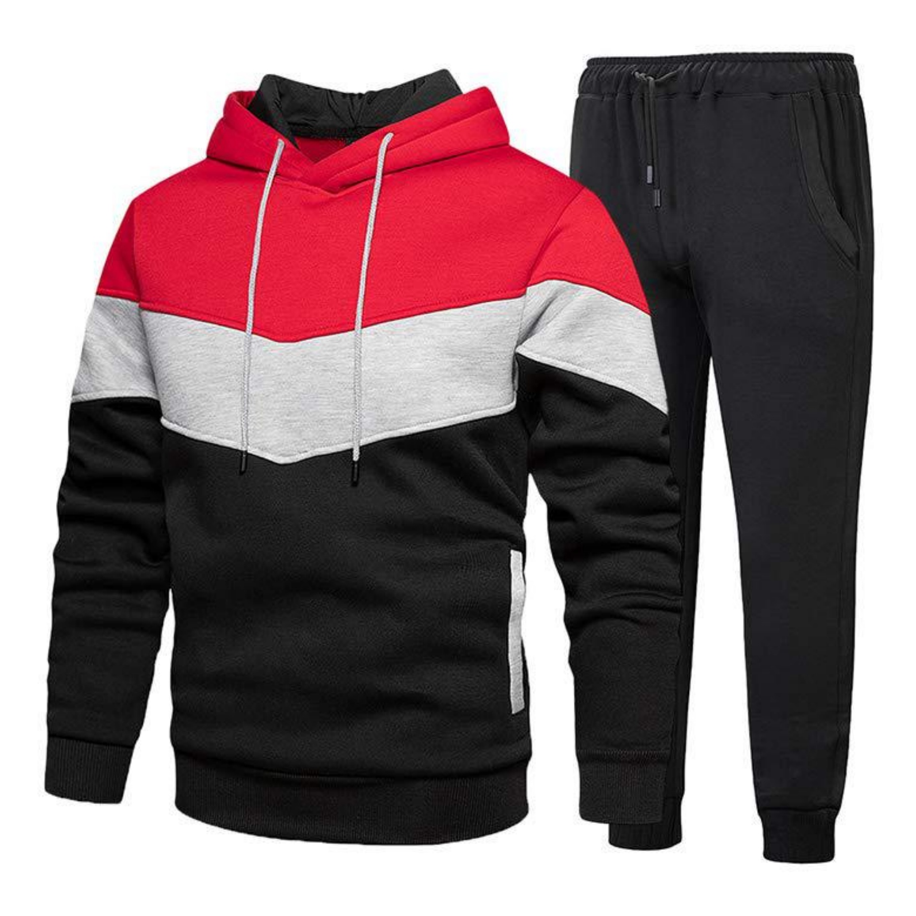 Custom Contrast 3D Printed Hooded Men Jogger Set Sweat Suit 15
