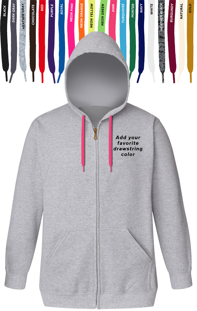 Custom Drawstring Zip Front Hoodie, custom hoodie or sweatshirt with logo imprint 10