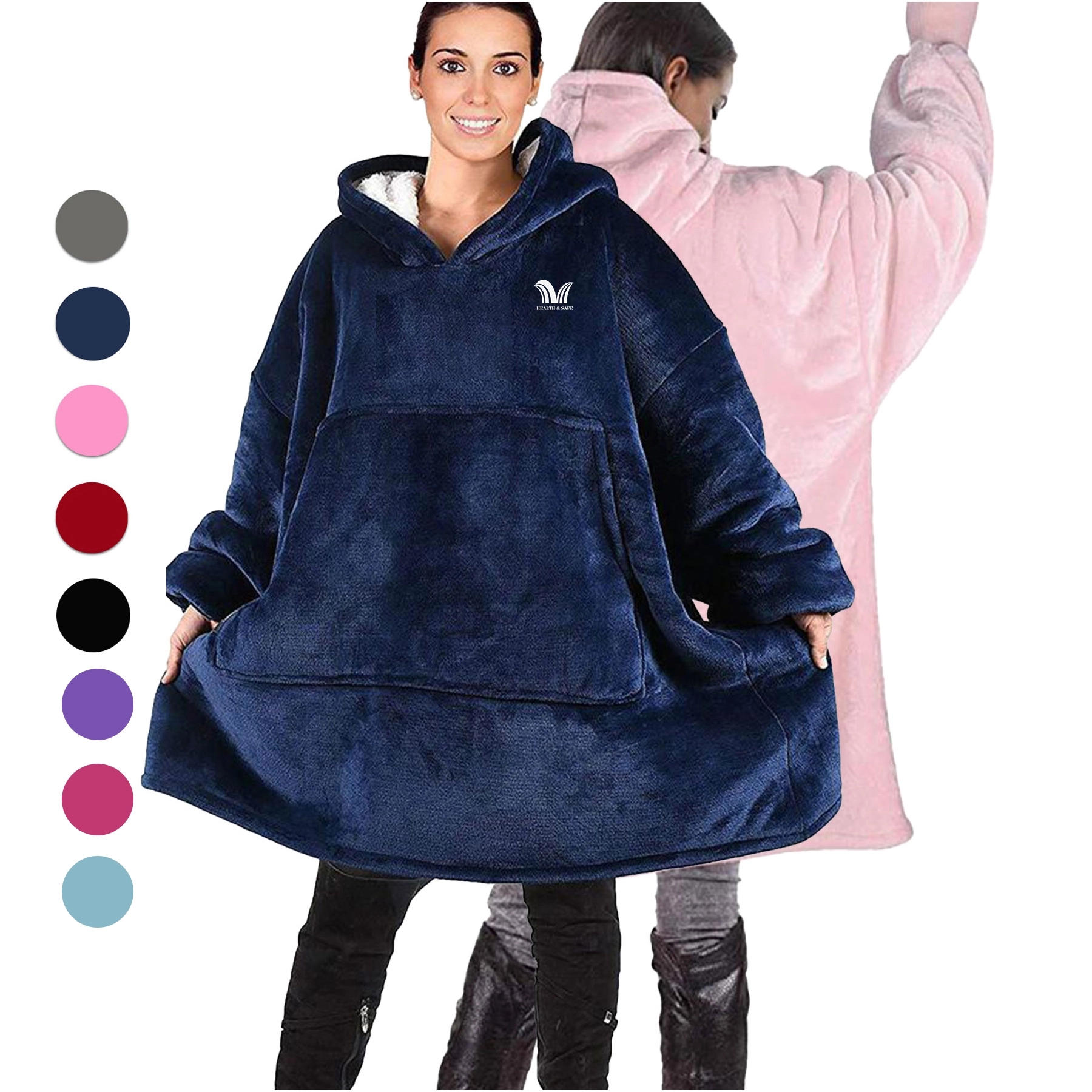 Oversized Microfiber & Sherpa Wearable Blanket 2