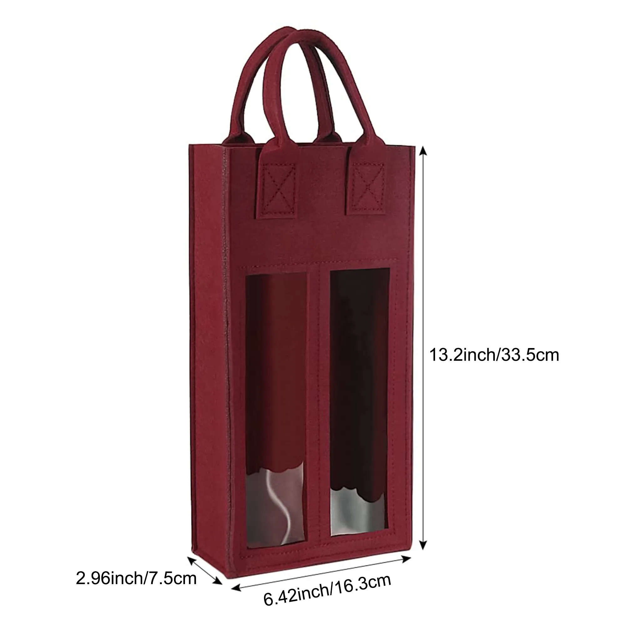Felt Double Wine Bag with Window Reusable Tote Custom Logo 4