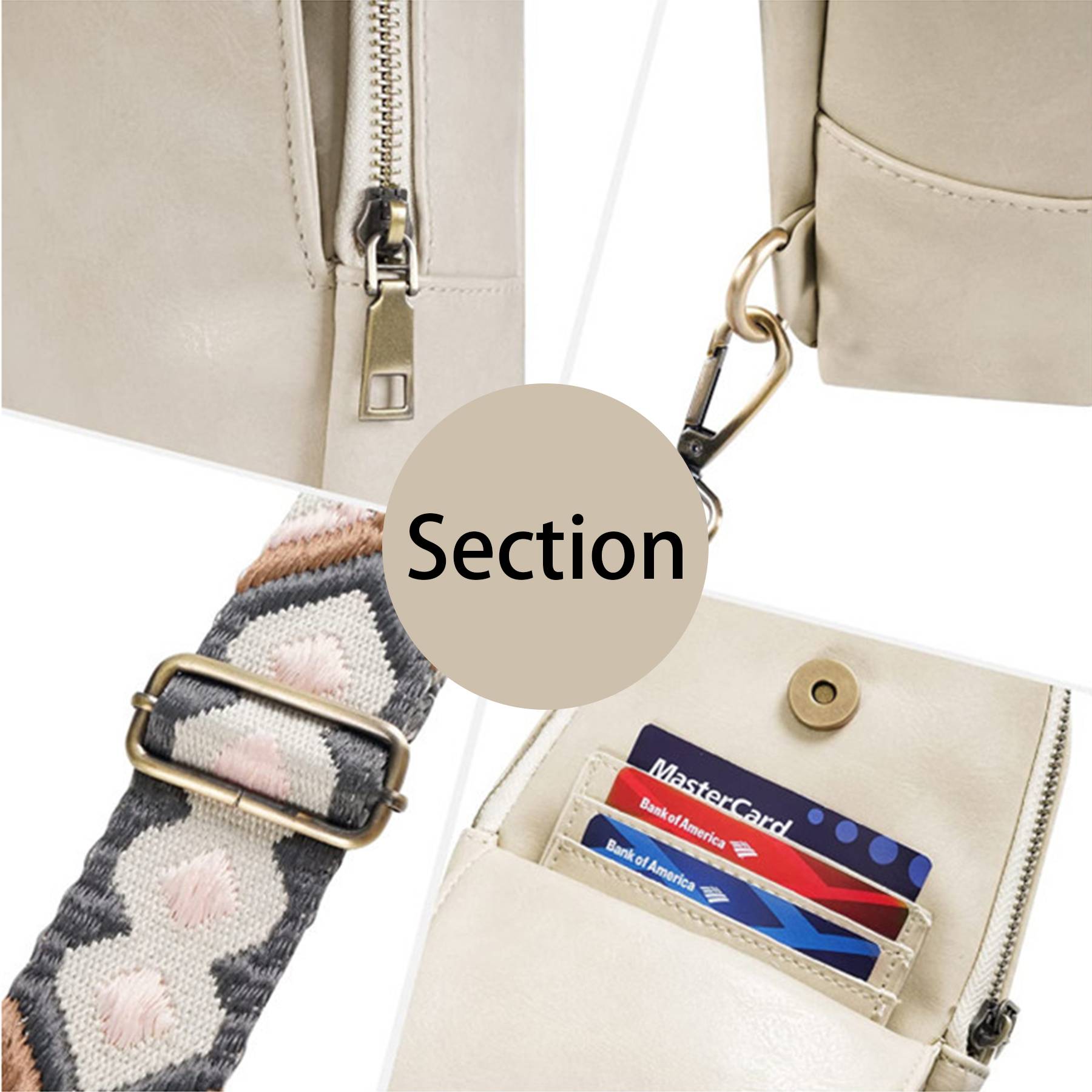 PU Leather Small Crossbody Sling Backpack Multipurpose 5