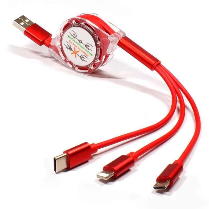 Promotional 3 in 1 Reel Charging Cable 7