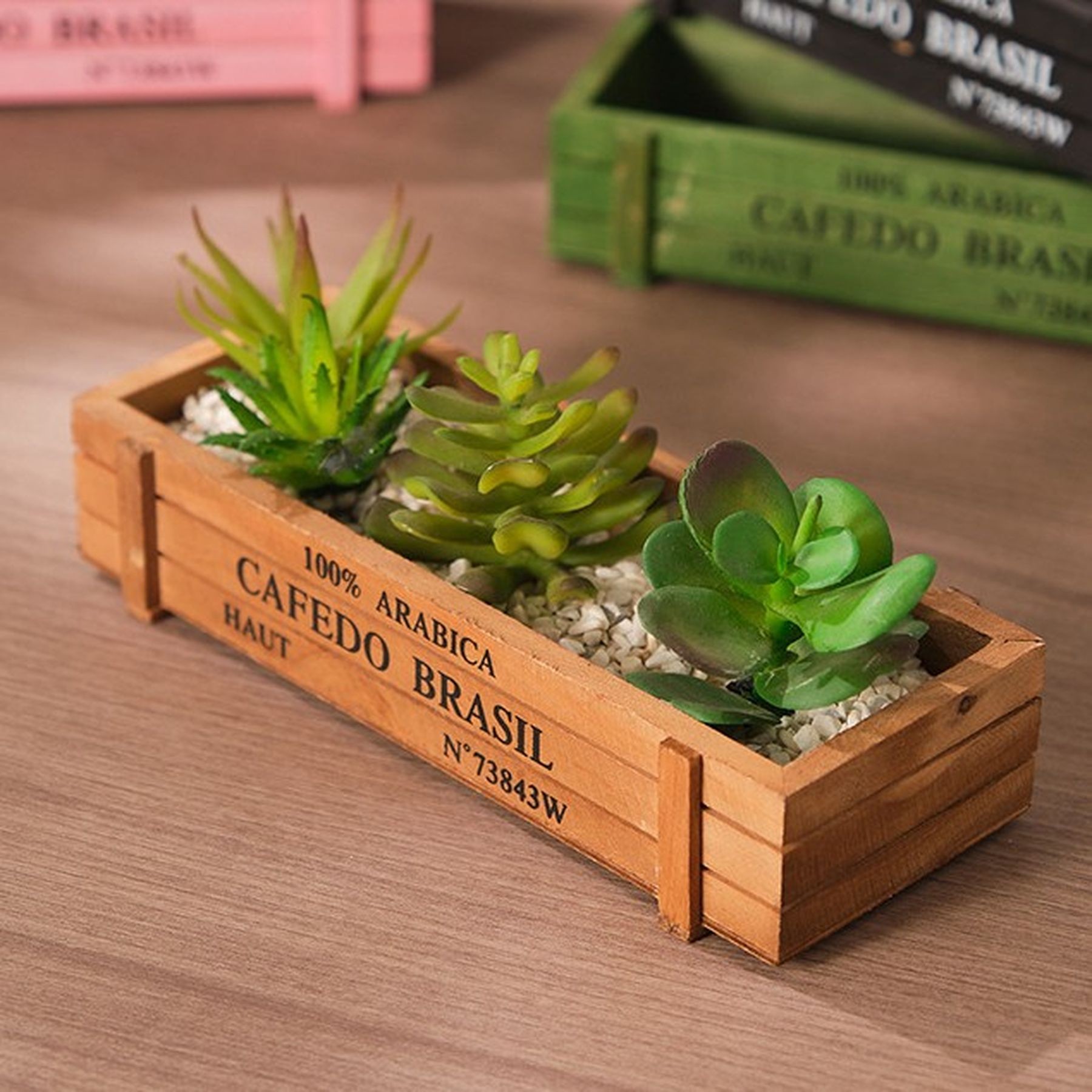 Pine Wood Planter Box Multiple Color Succulent Planters 9