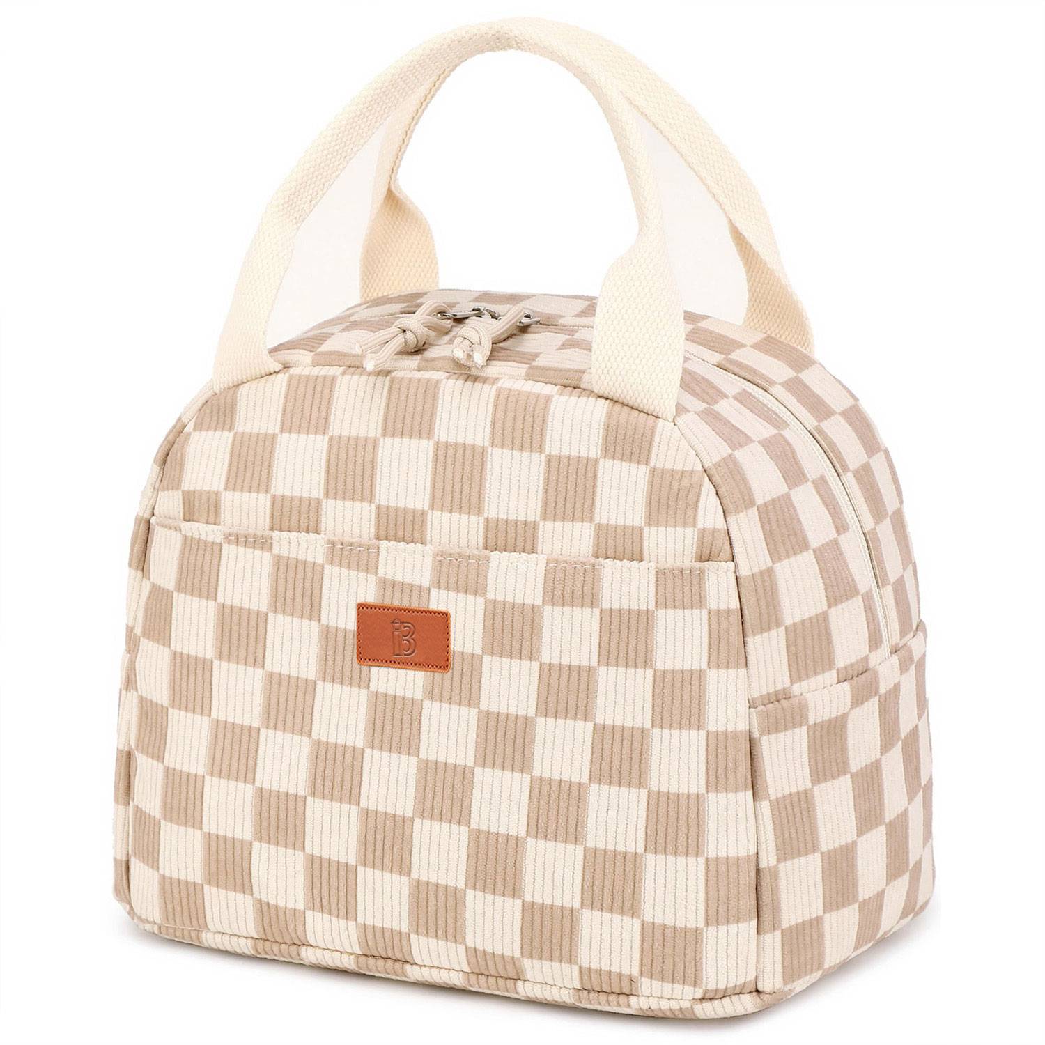 10L Plaid Corduroy Lunch Cooler Bag for Travel Picnic