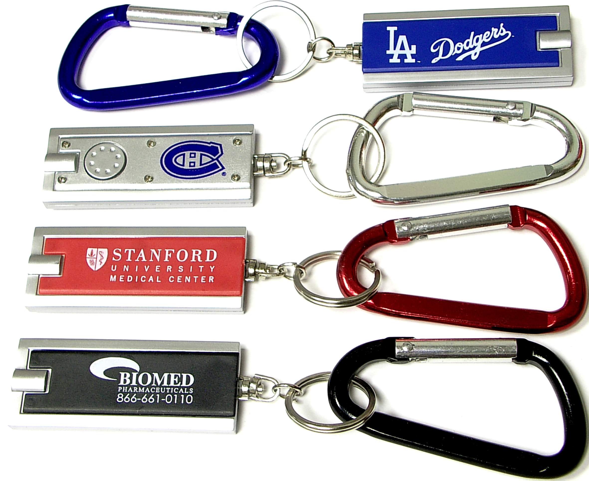 Rectangular flashlight key chain with carabiner. Value combo!