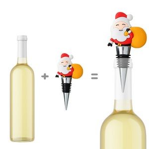 Festive PVC Stand Santa Claus Wine Cork Bottle Stopper 3