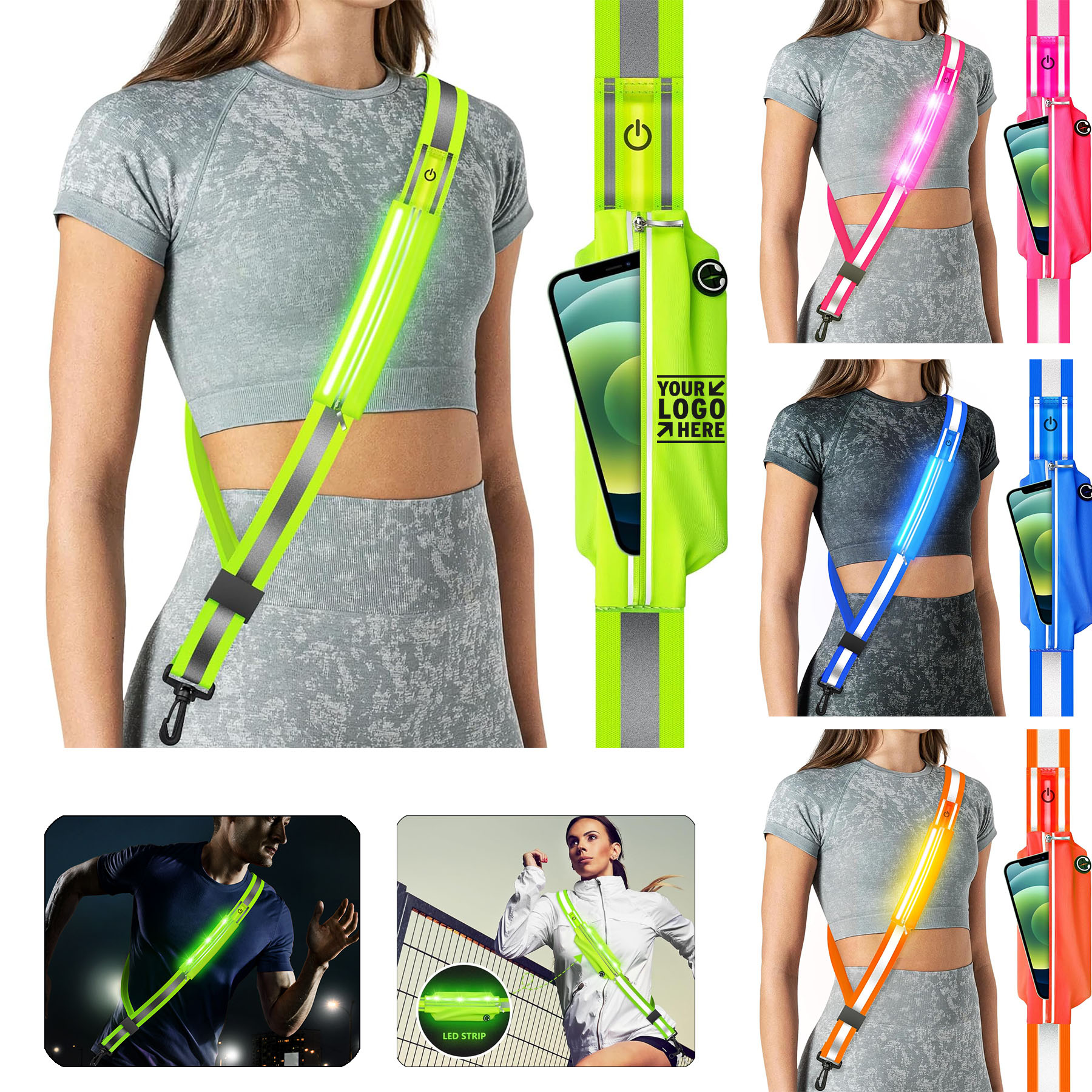 Walking At Night Safety Gear High Visibility Rechargeable LED Reflective Belt Sash 2