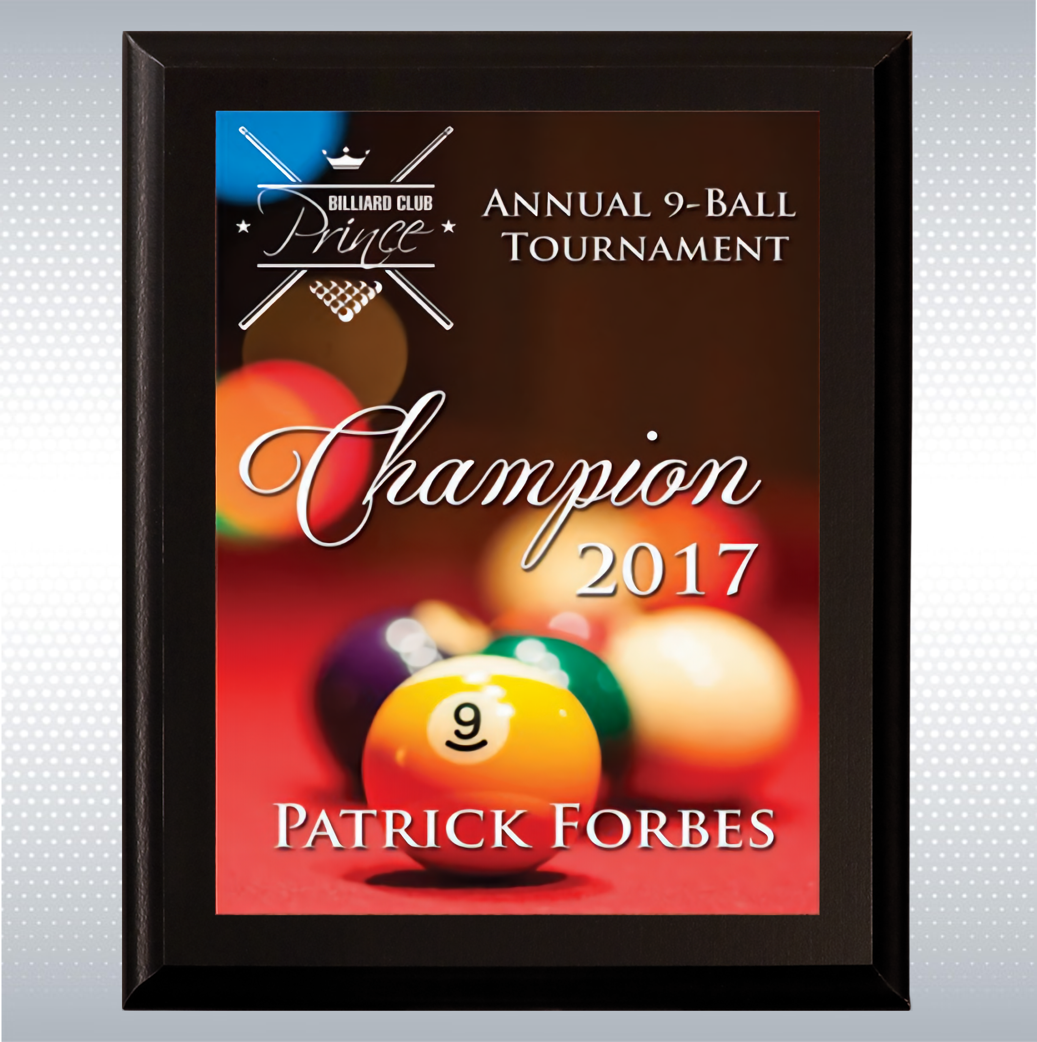 Black Matte Finish Wood Plaque w/Full Color Sublimated Plate 5