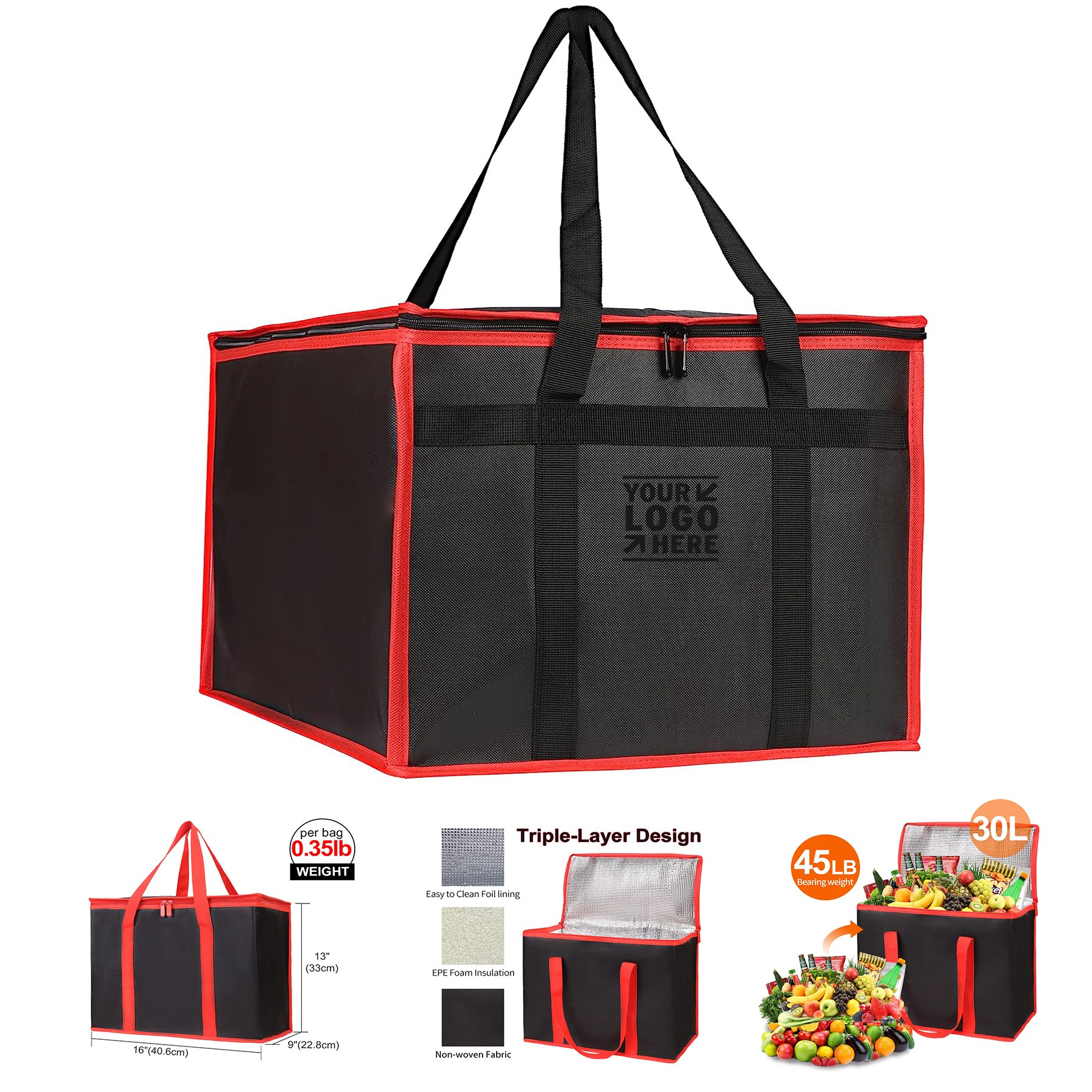 16" x 16" x 14" Pizza Warmer Bag 2