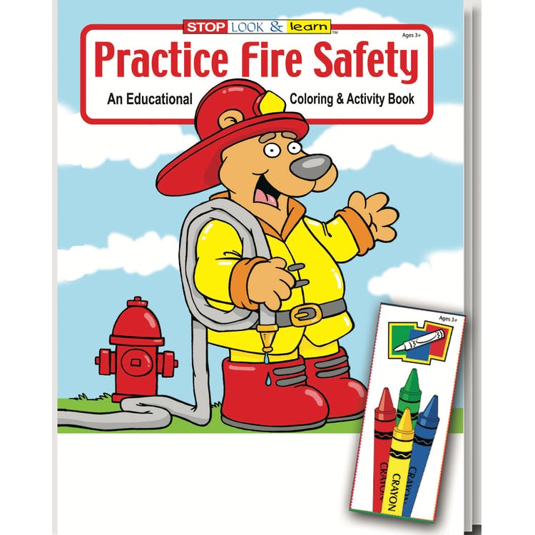 Practice Fire Safety Coloring Book Sets - 4 Pack Crayons Ages 3-11 2