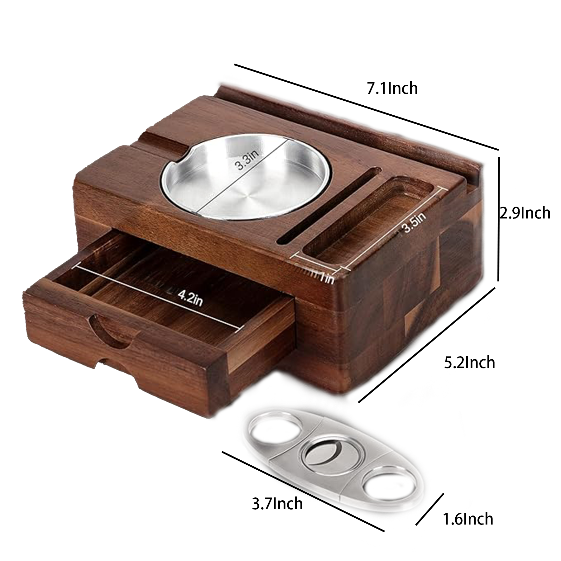 Wooden Cigar Ashtray with Drawer 3