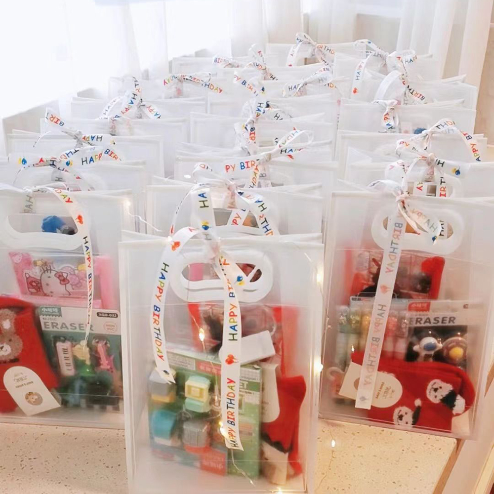 Handle Clear Reusable Birthday Gift Bag ( 7.09" L x 3.15"W x 10.24" H ) 3