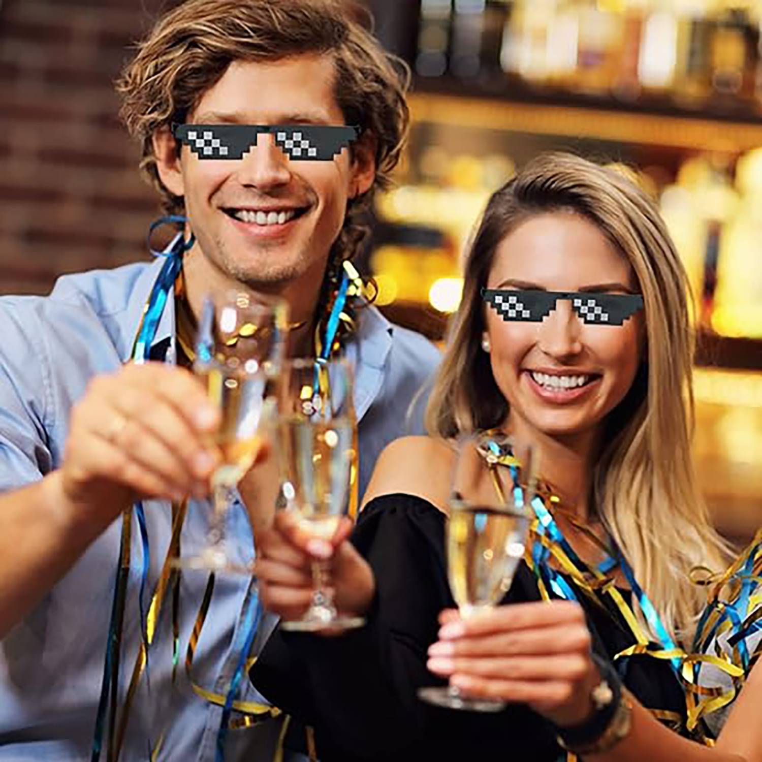 Creative Funny Square Mosaic Pixel Sunglasses 7