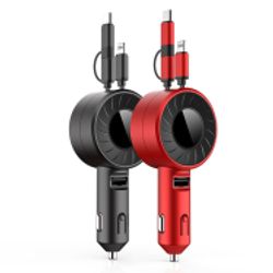 3 in 1 Retractable Dual Cable Car Charger Adapter 1