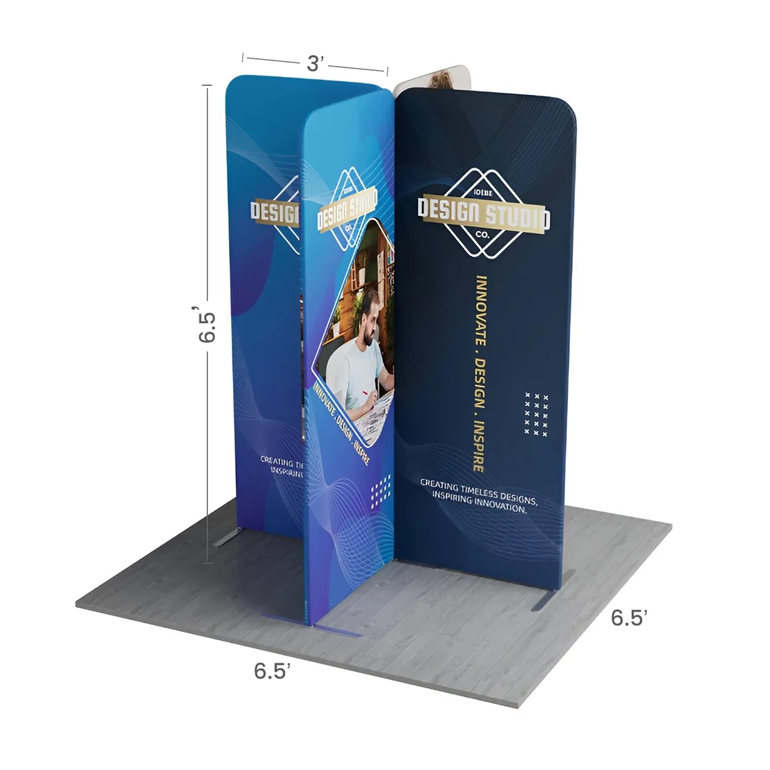 6.5ft Magnetic Modular Fabric Display - Cross Island Shape 4