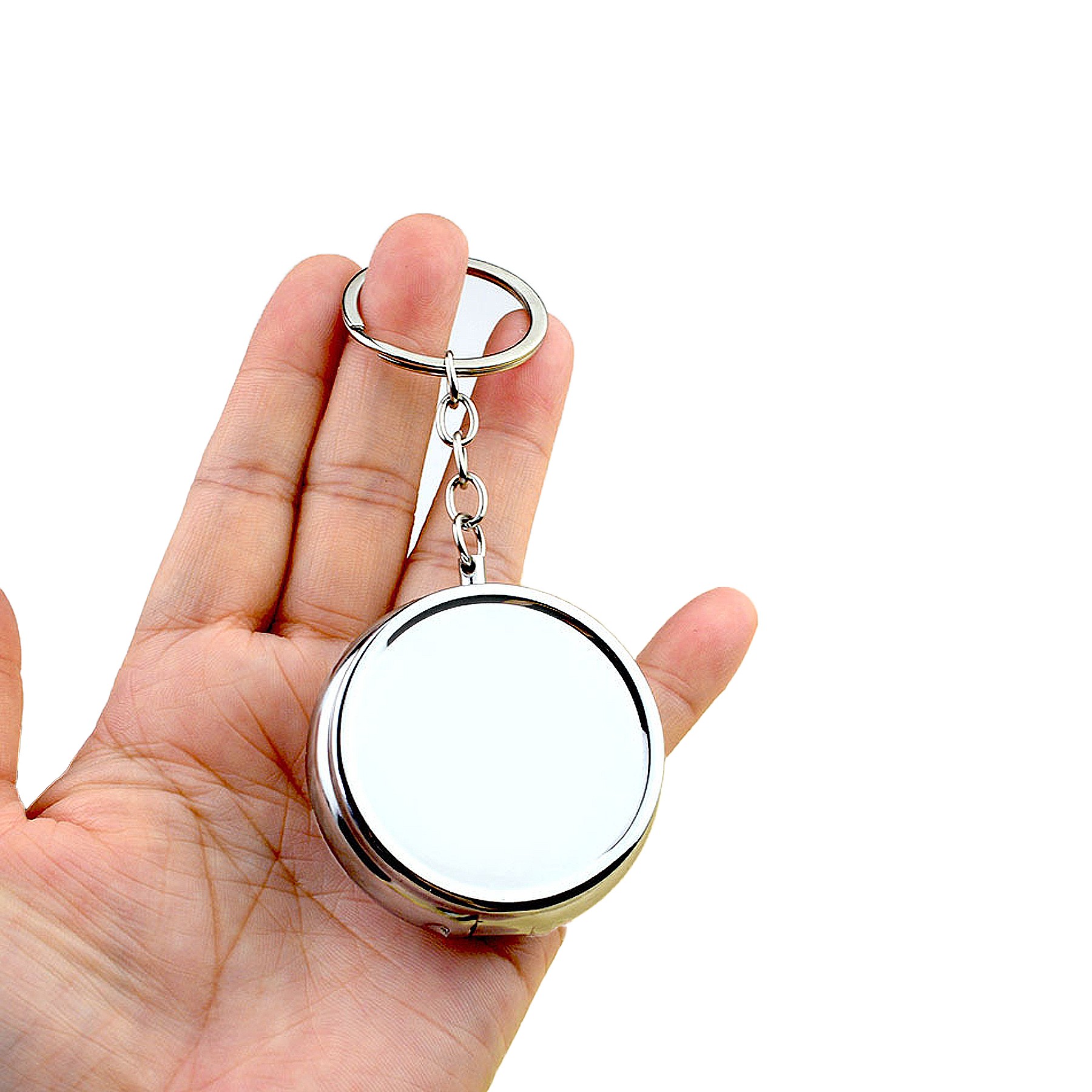 Round Three Compartments Vitamins Pill Cases With Key Chain 2