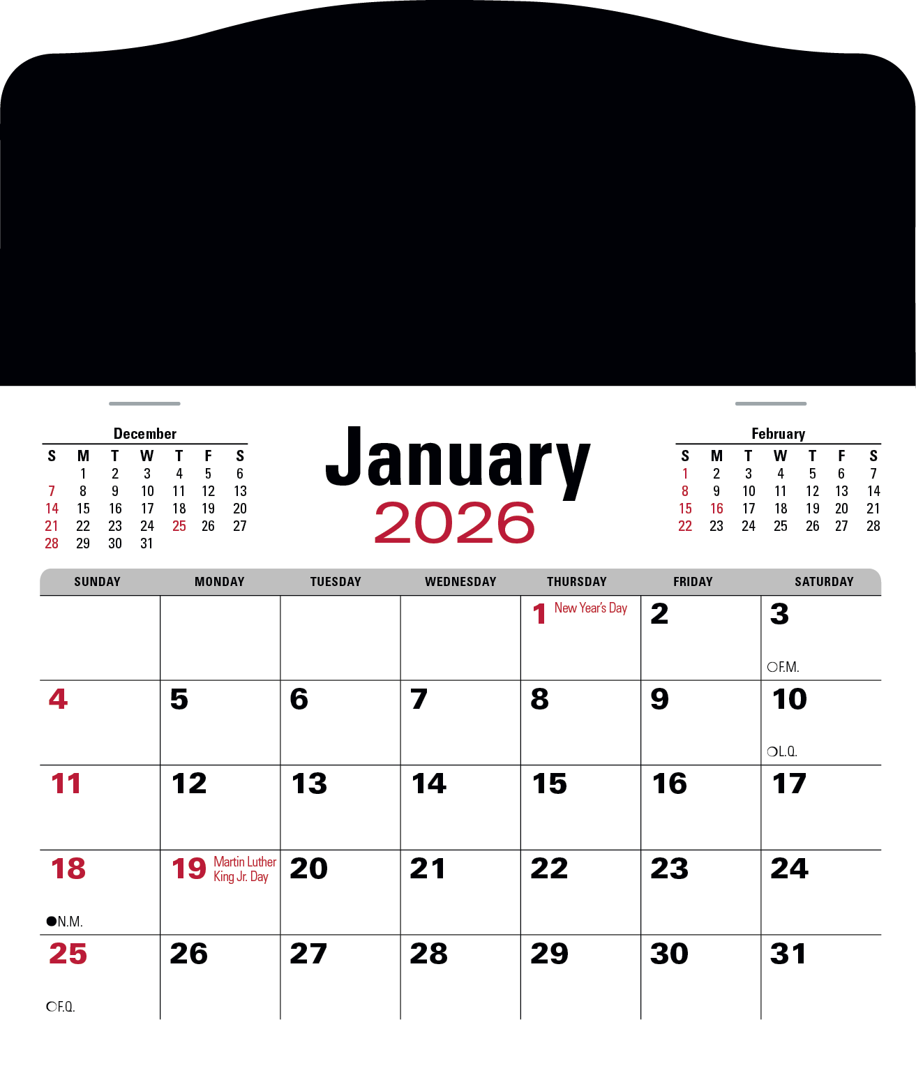 Triumph® Calendars Press-N-Stick Jumbo Header with 3-Month Calendar