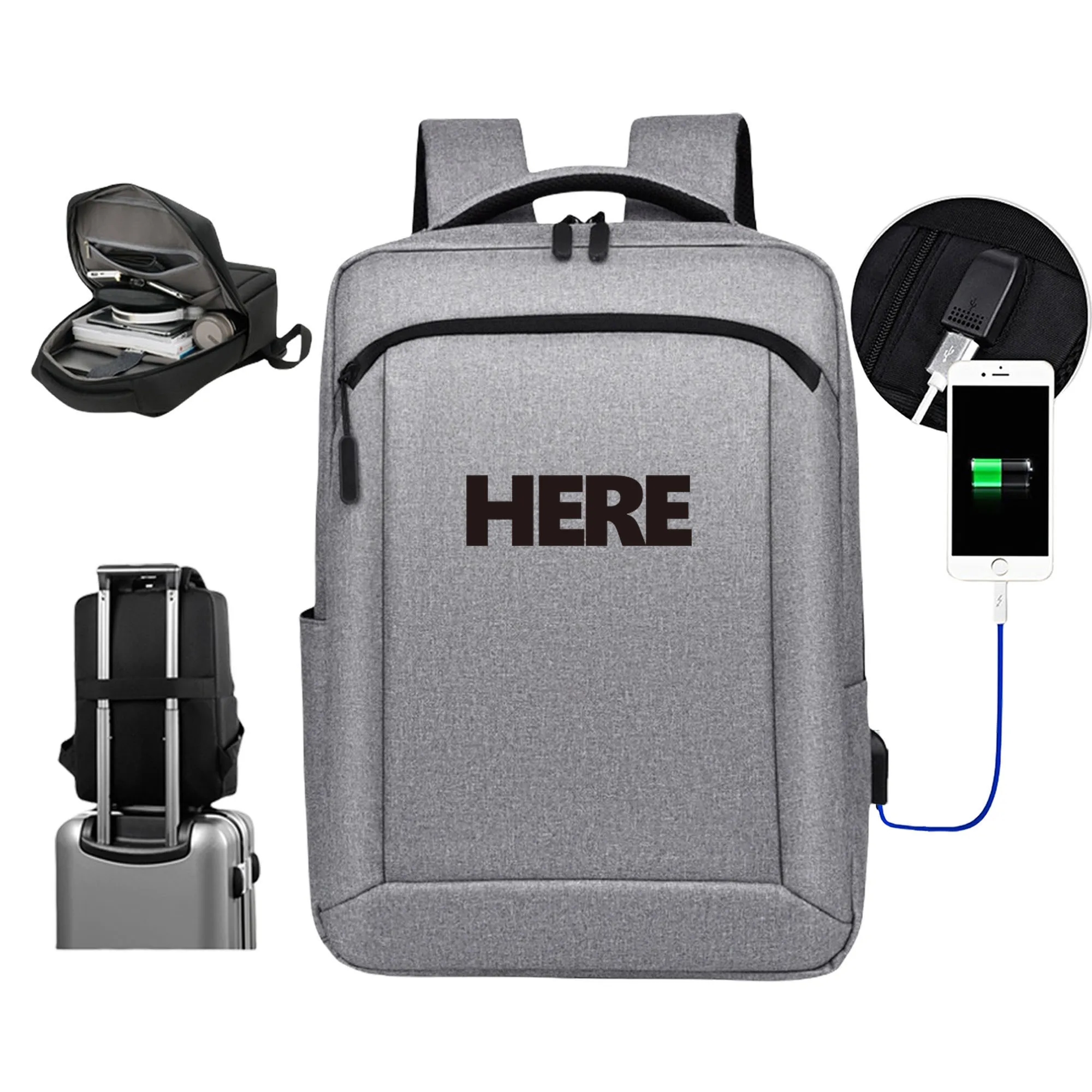15.6" Heather Grey Laptop Backpack 3