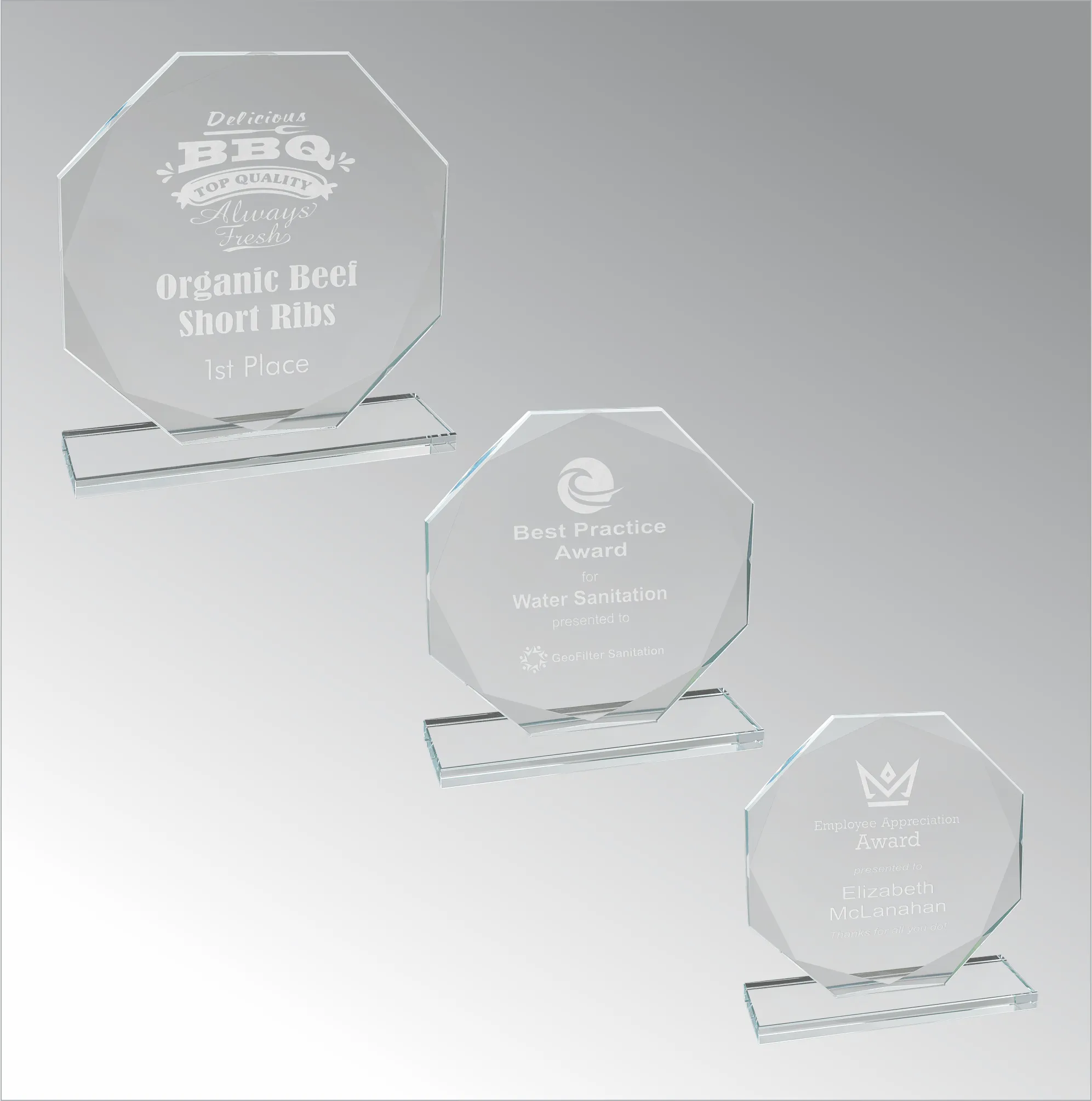 Octagon Clear Glass Award 3