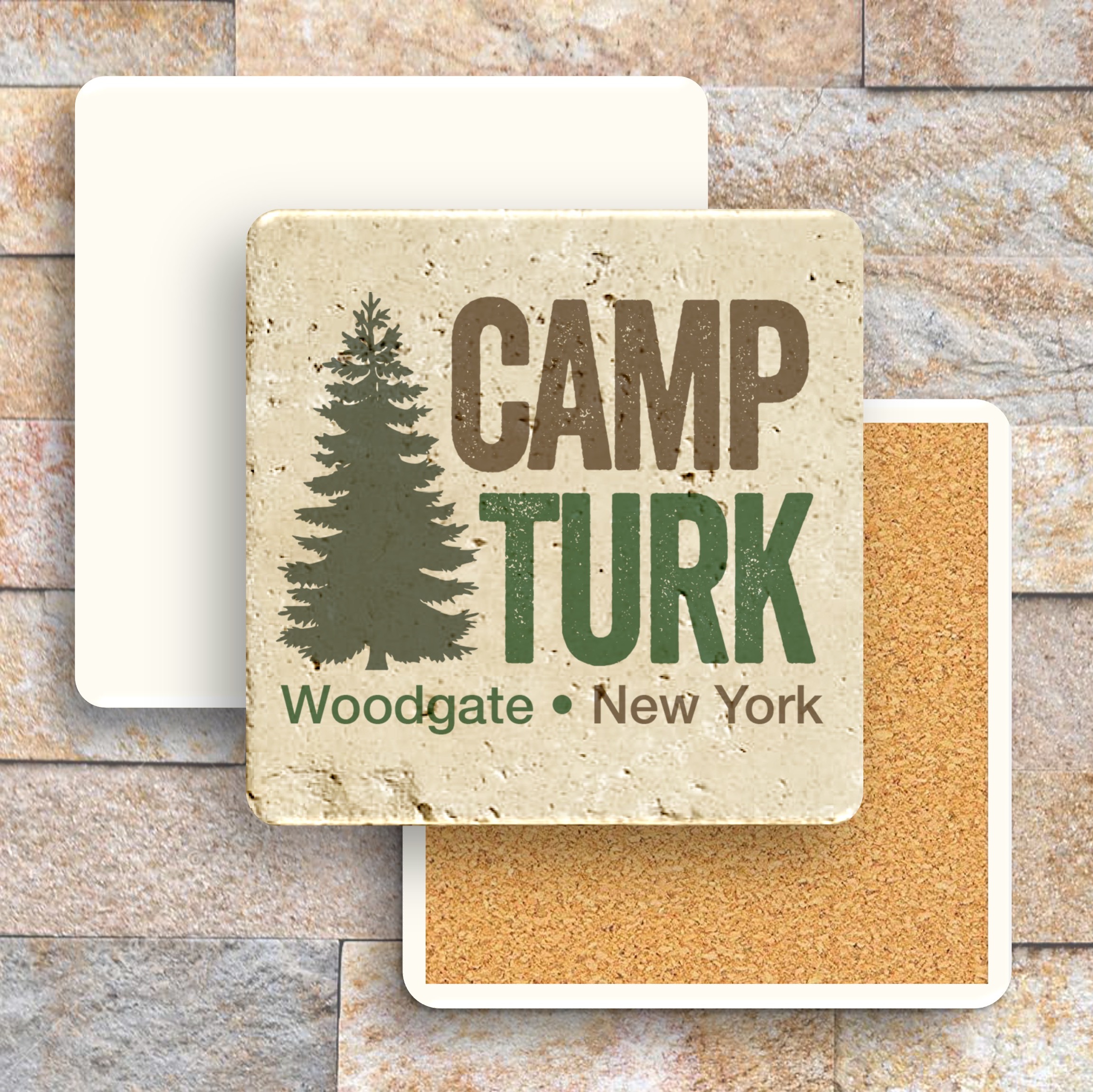 Faux Travertine Printed Square Coaster 7