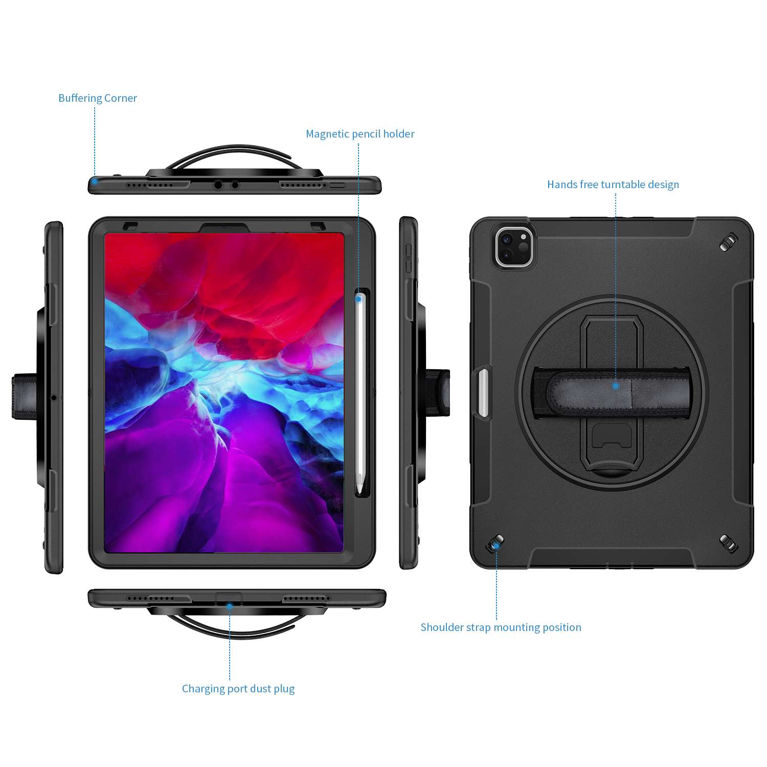 iPad Pro 12.9 2022/2018 Hand Strap Rugged Case 2