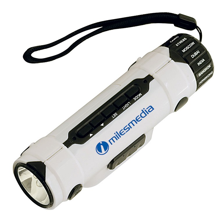 World Time Travel Alarm Clock w/LED Flashlight 2