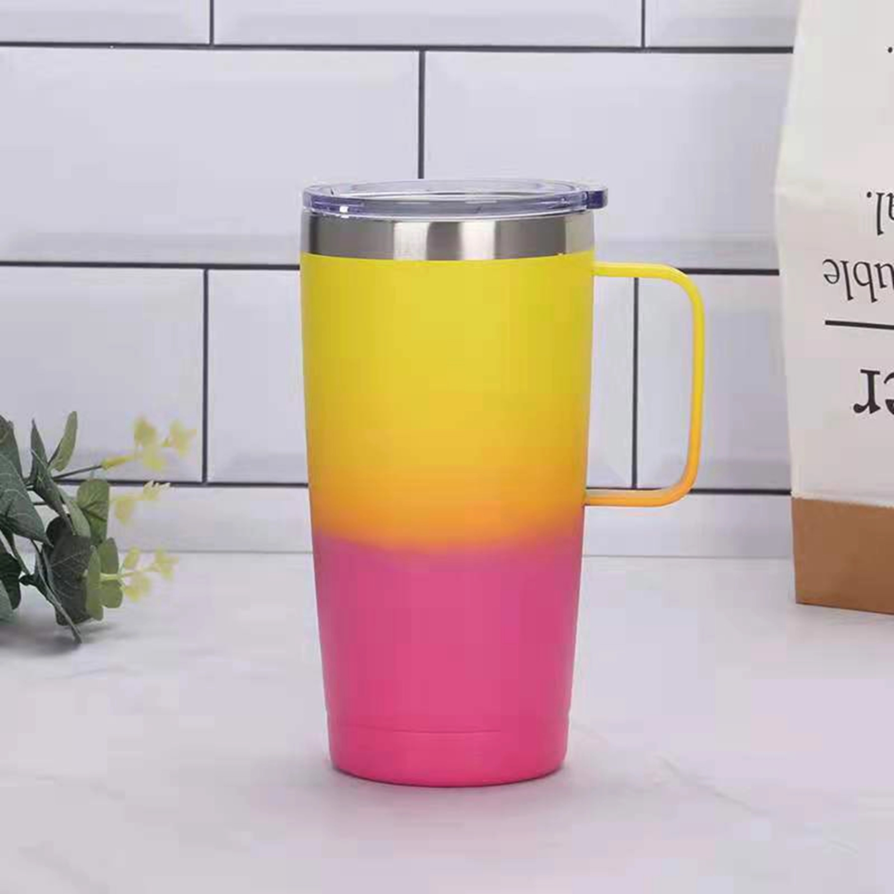 20 oz Gradient Double Wall Coffee Travel Mug with Handle 4