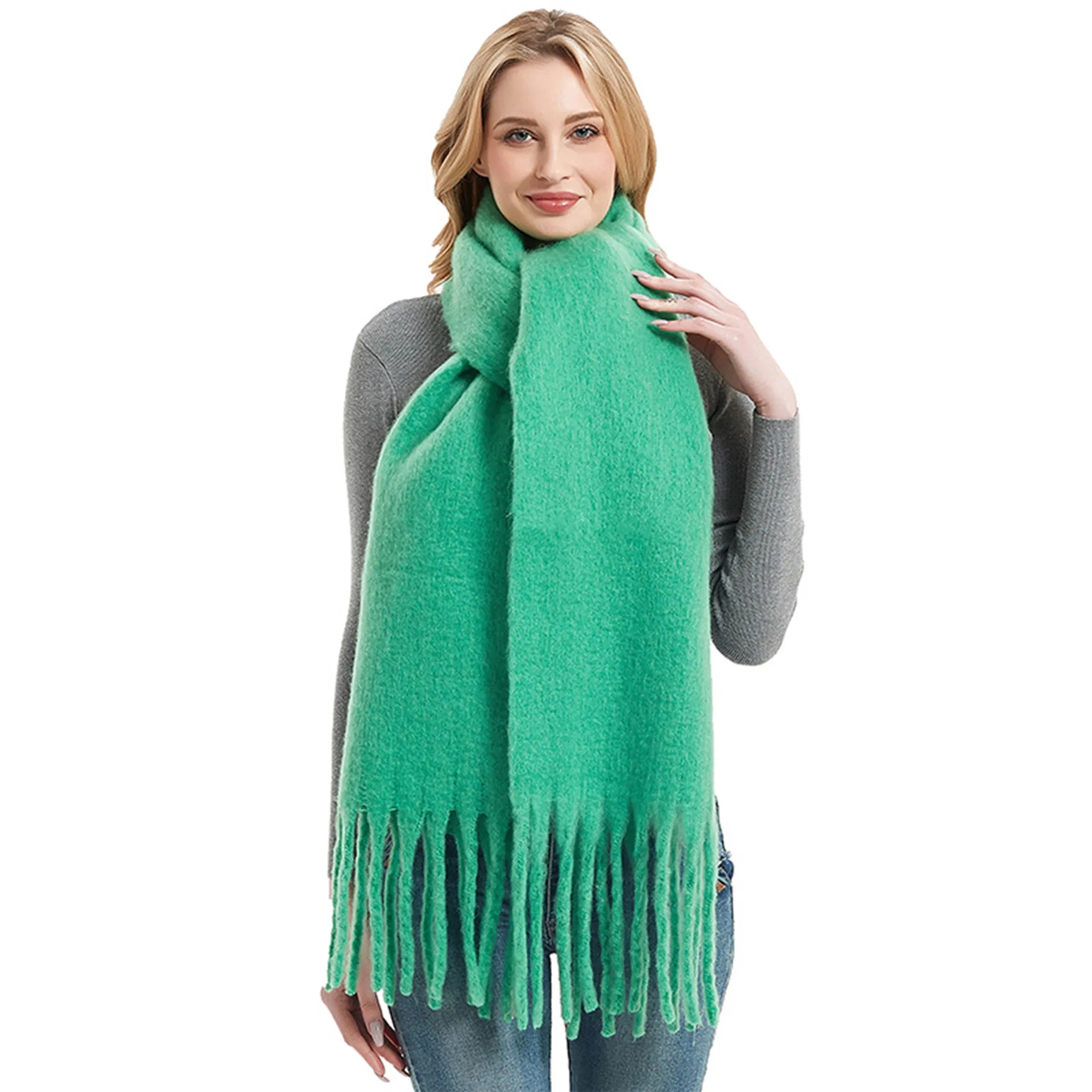 Polyester Long Fringe Thick Scarf Shawl 4